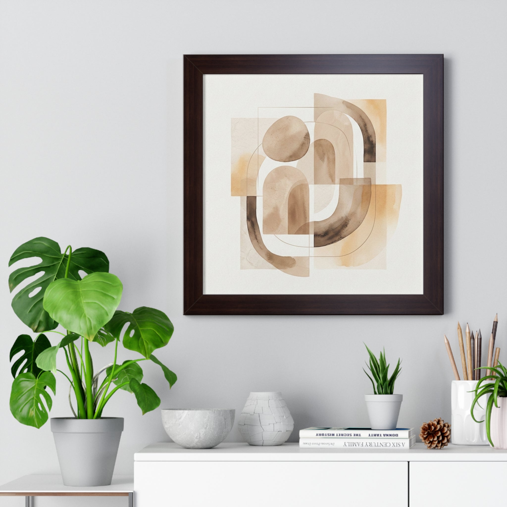 Abstract Neutral Art Framed Horizontal Poster | Minimal Wall Decor