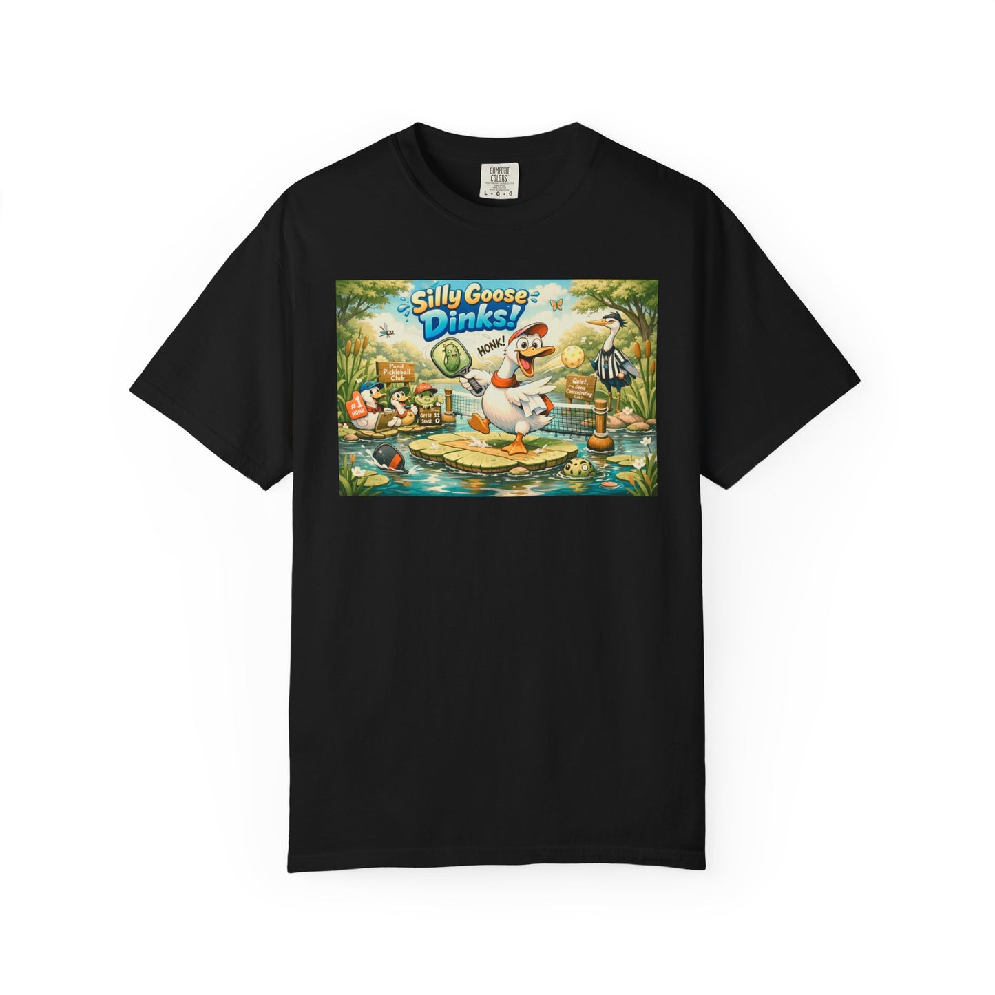 Silly Goose Dinks Cartoon Goose T-Shirt | Vintage Picnic Pond Illustration