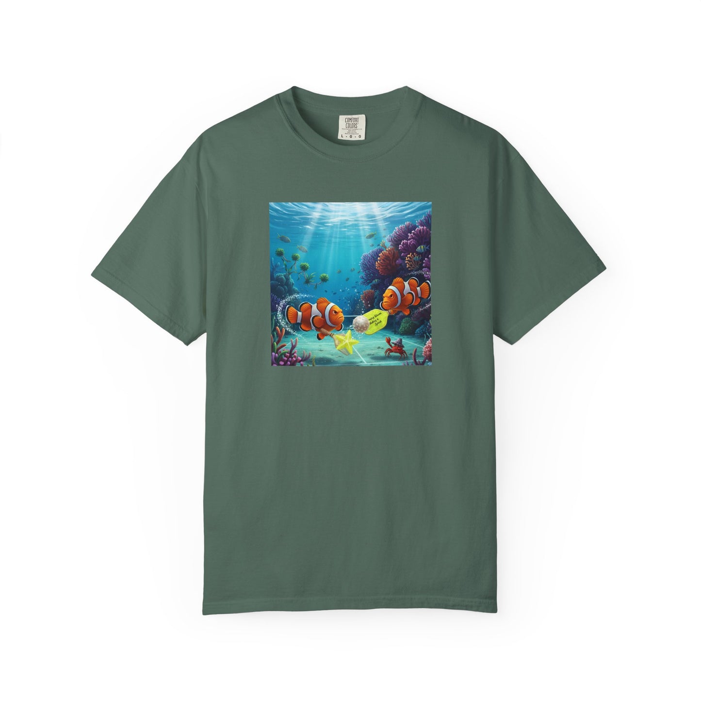 Clownfish Reef Scene T-shirt | Underwater Coral Ocean Illustration