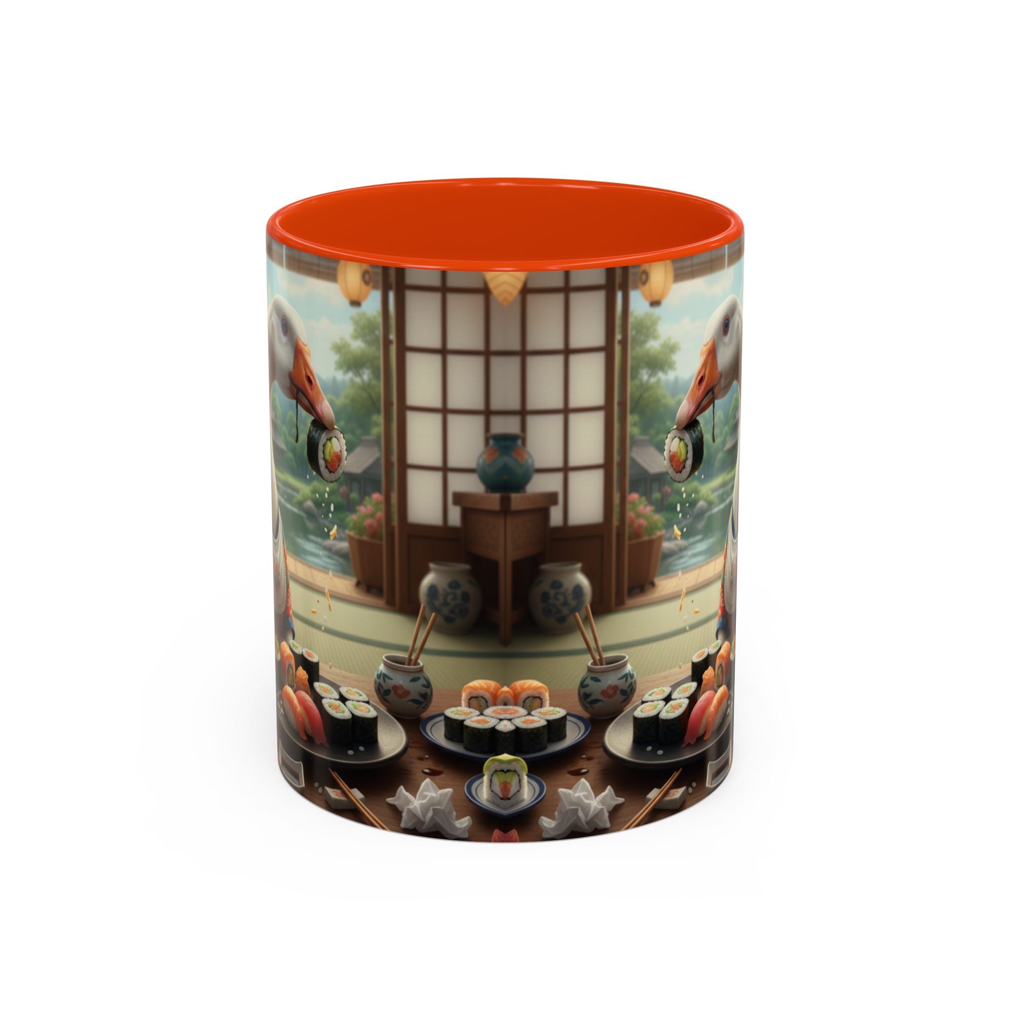 Goose with Sushi Mug | Japanese Tea Room Illustration
