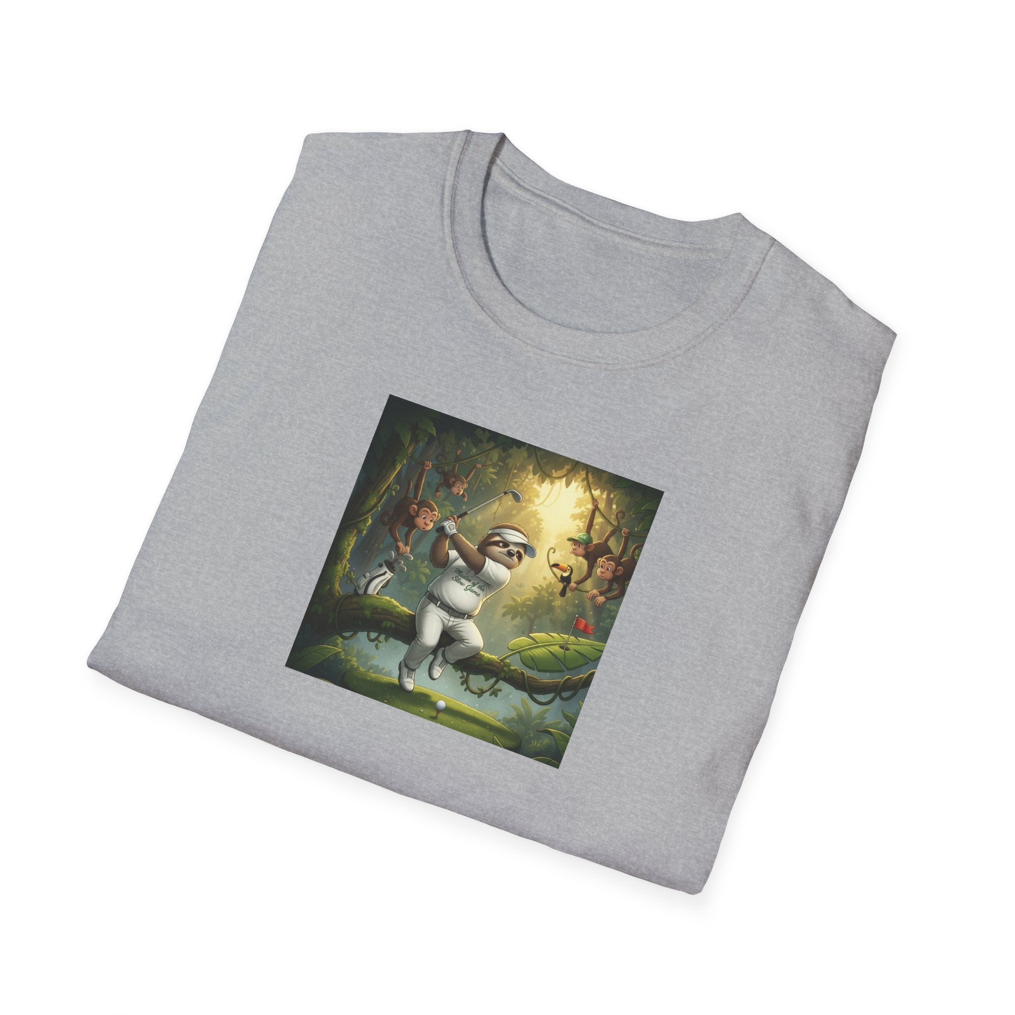 Slow Living Sloth Golfer T-Shirt | Zen Sportswear Tropical Golf Silas