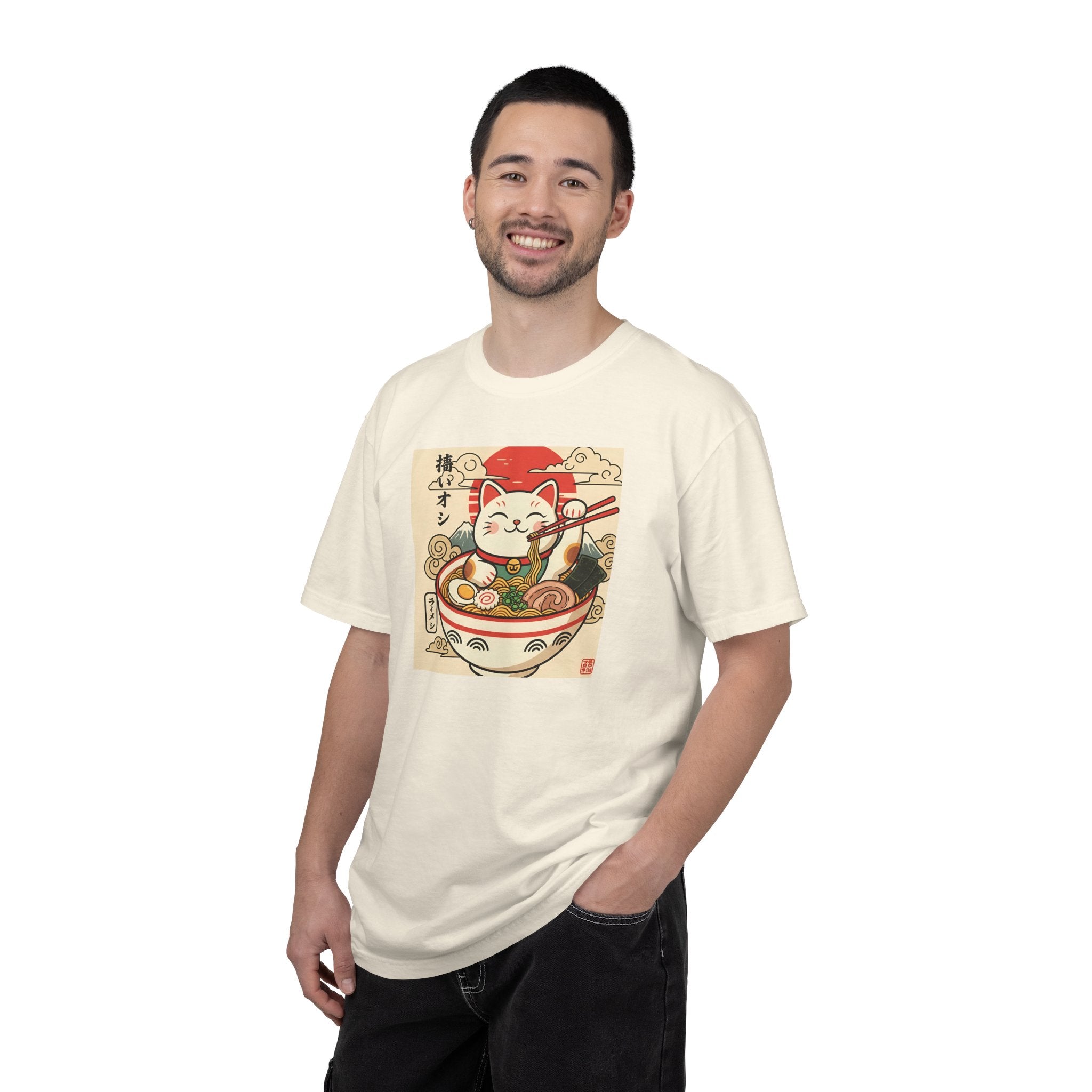 Maneki Neko Ramen Cat T-shirt | Lucky Cat Bowl Graphic Japanese Style