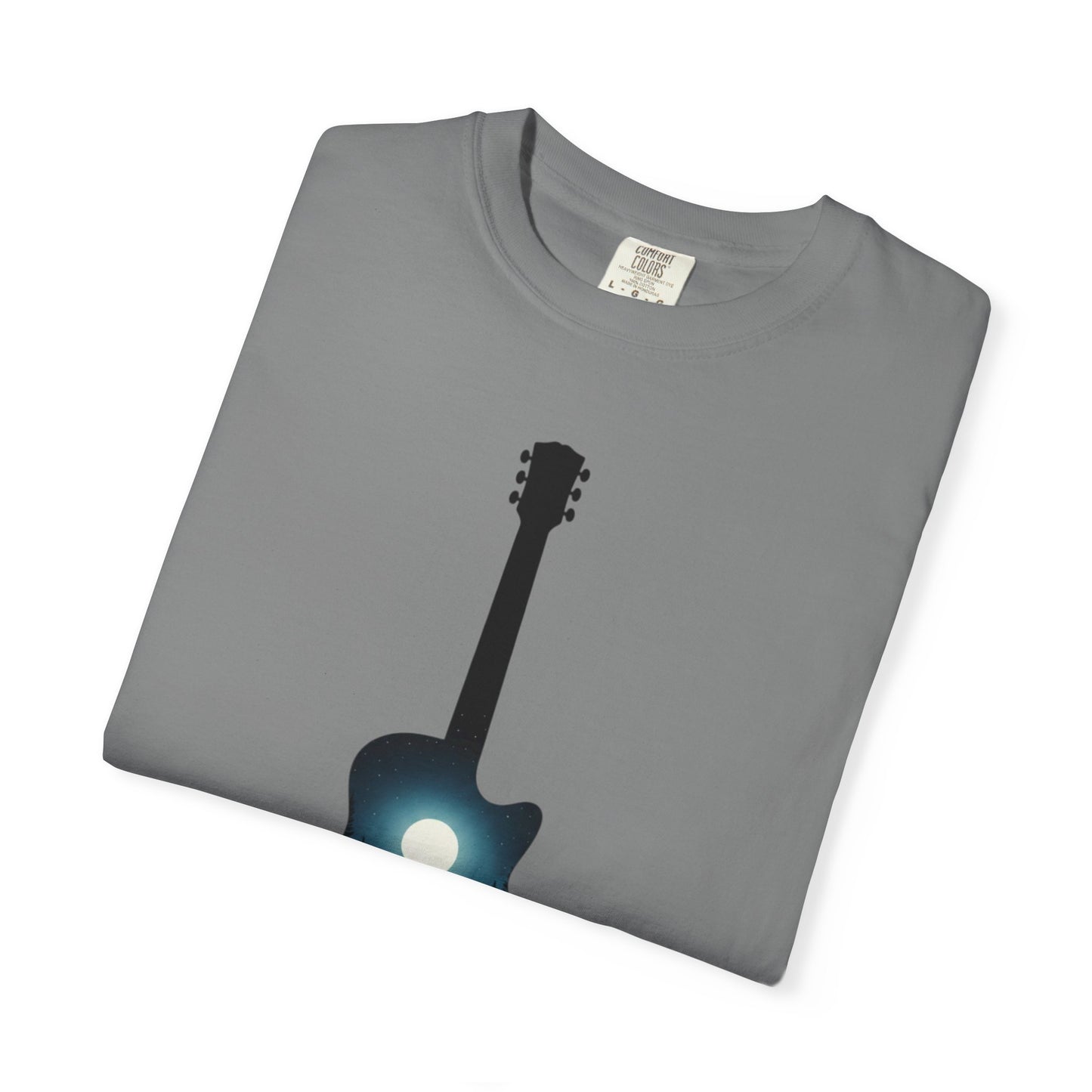 Moonlit Acoustic Guitar T-Shirt | Night Sky Guitar Silhouette
