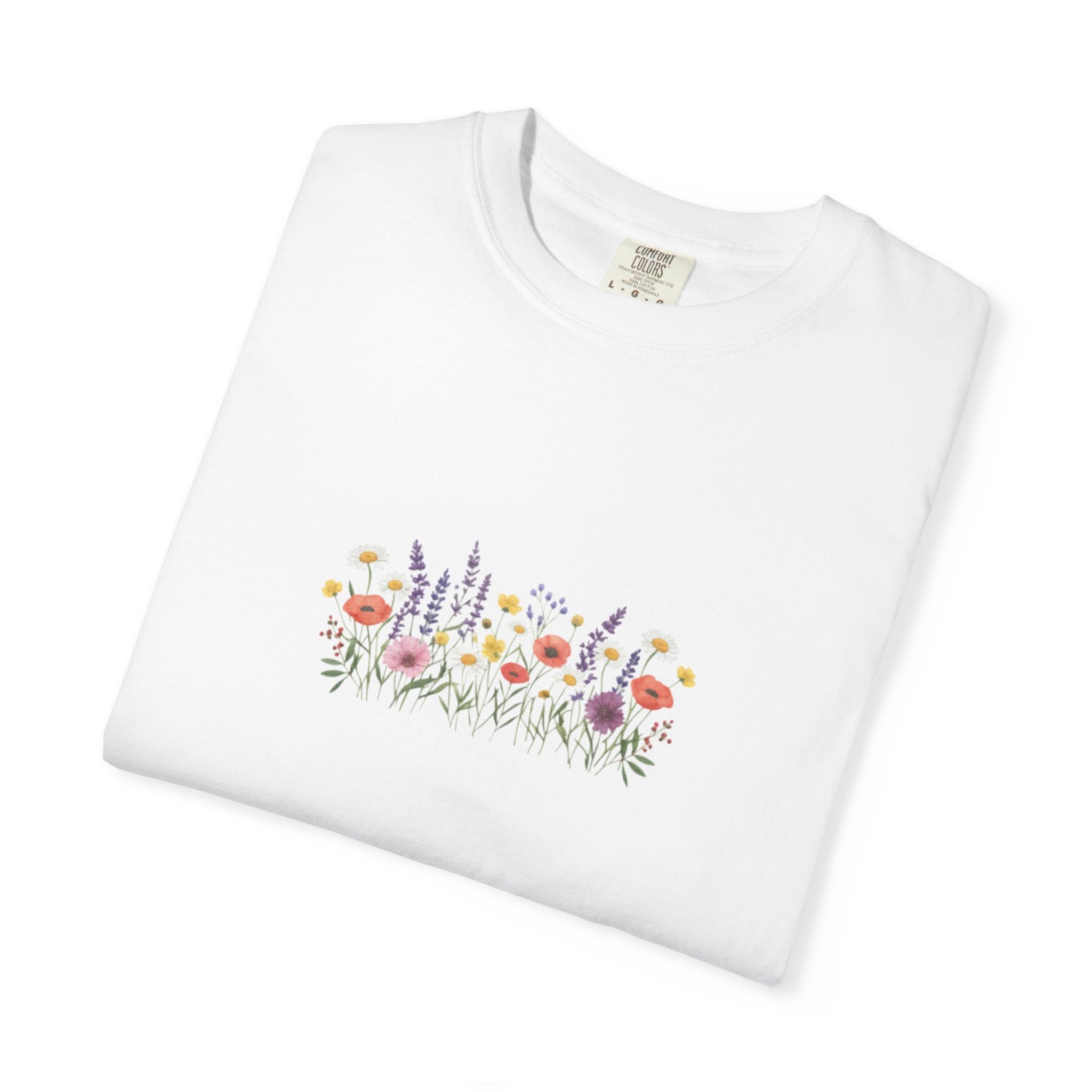 Wildflower Meadow watercolor floral design T-shirt | botanical garden tee