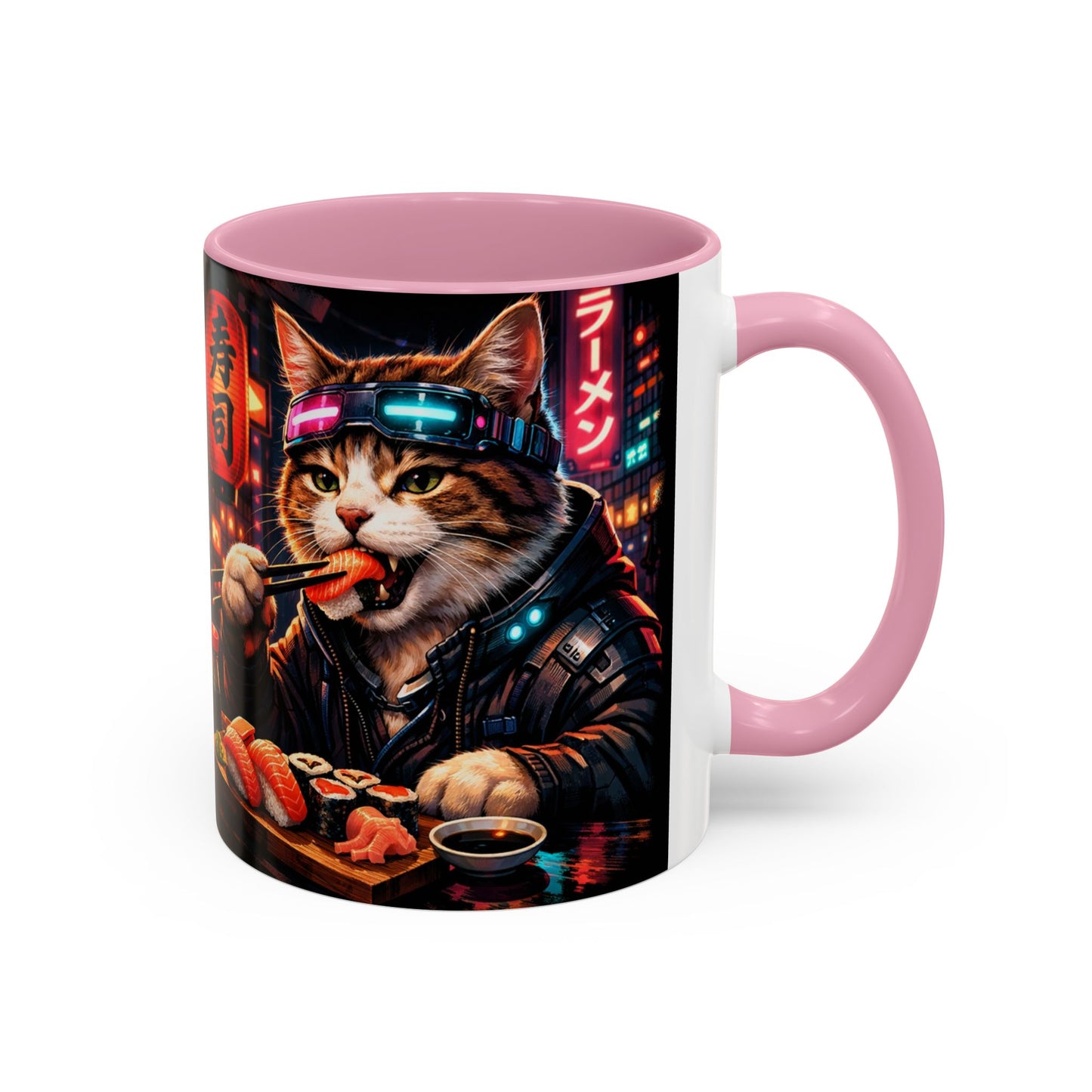 Cyberpunk Sushi Cat Mug | 11oz 15oz Ceramic Coffee Cup