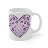 Purple Leopard Heart mug | Floral Doodle coffee cup