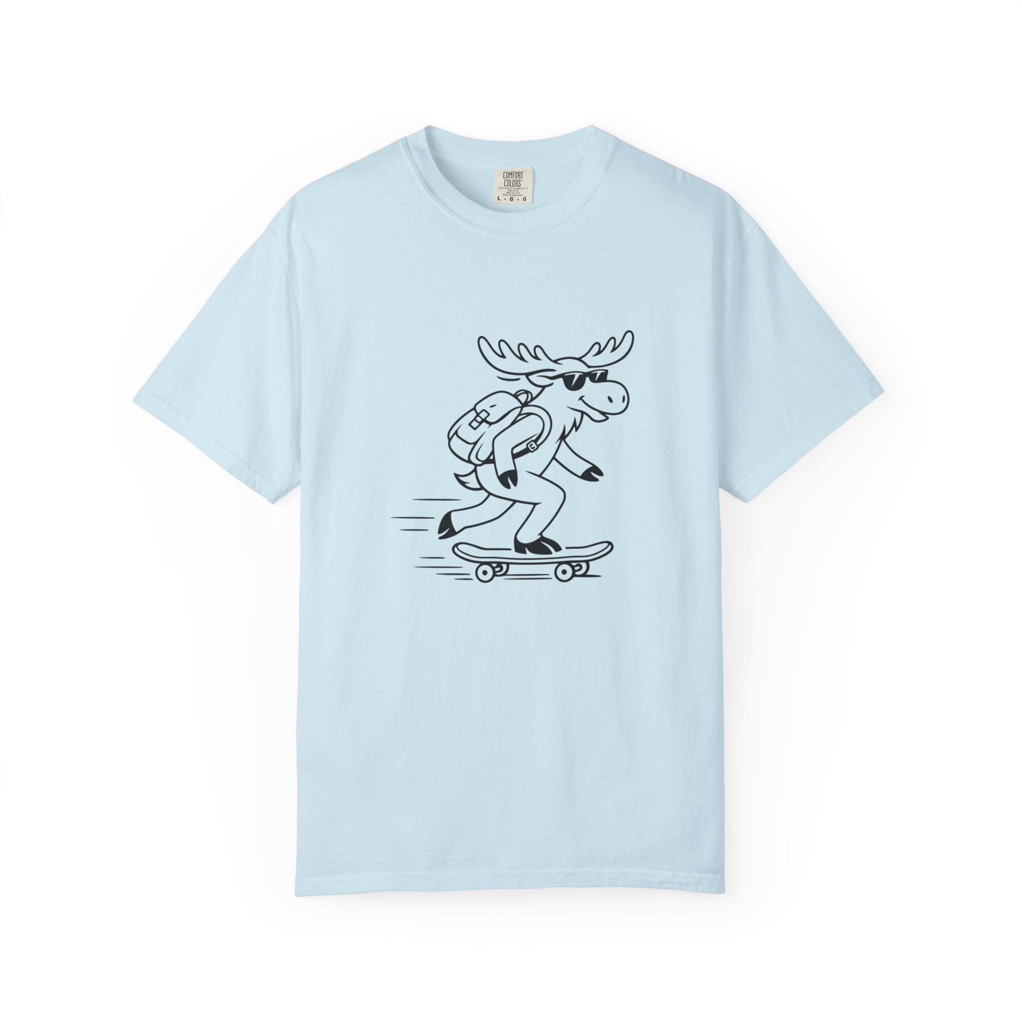 Skateboarding Moose T-shirt | Skateboard Cartoon Graphic Tee