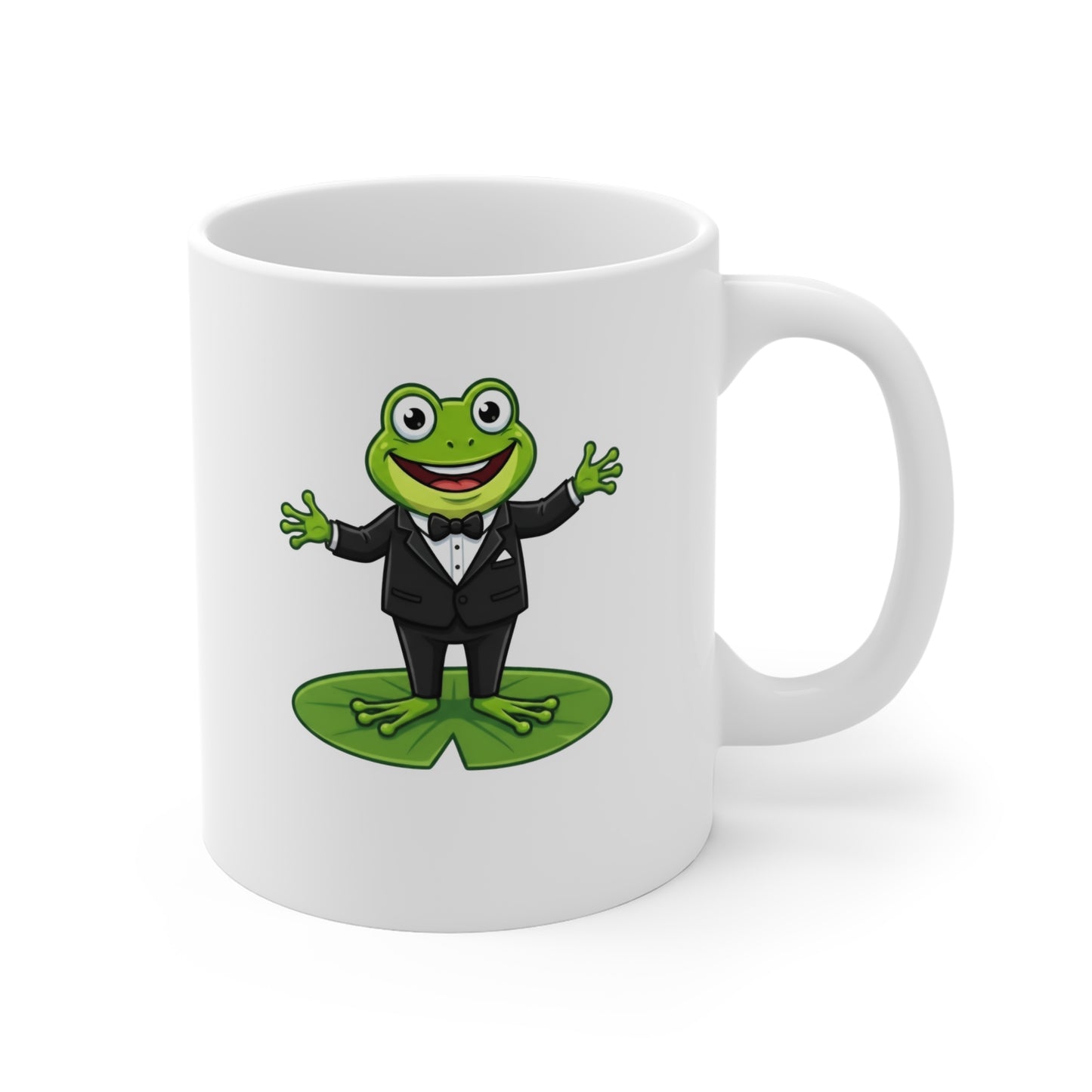 Frog in Tuxedo Mug | Cute Formal Frog on Lily Pad 11oz Ceramic