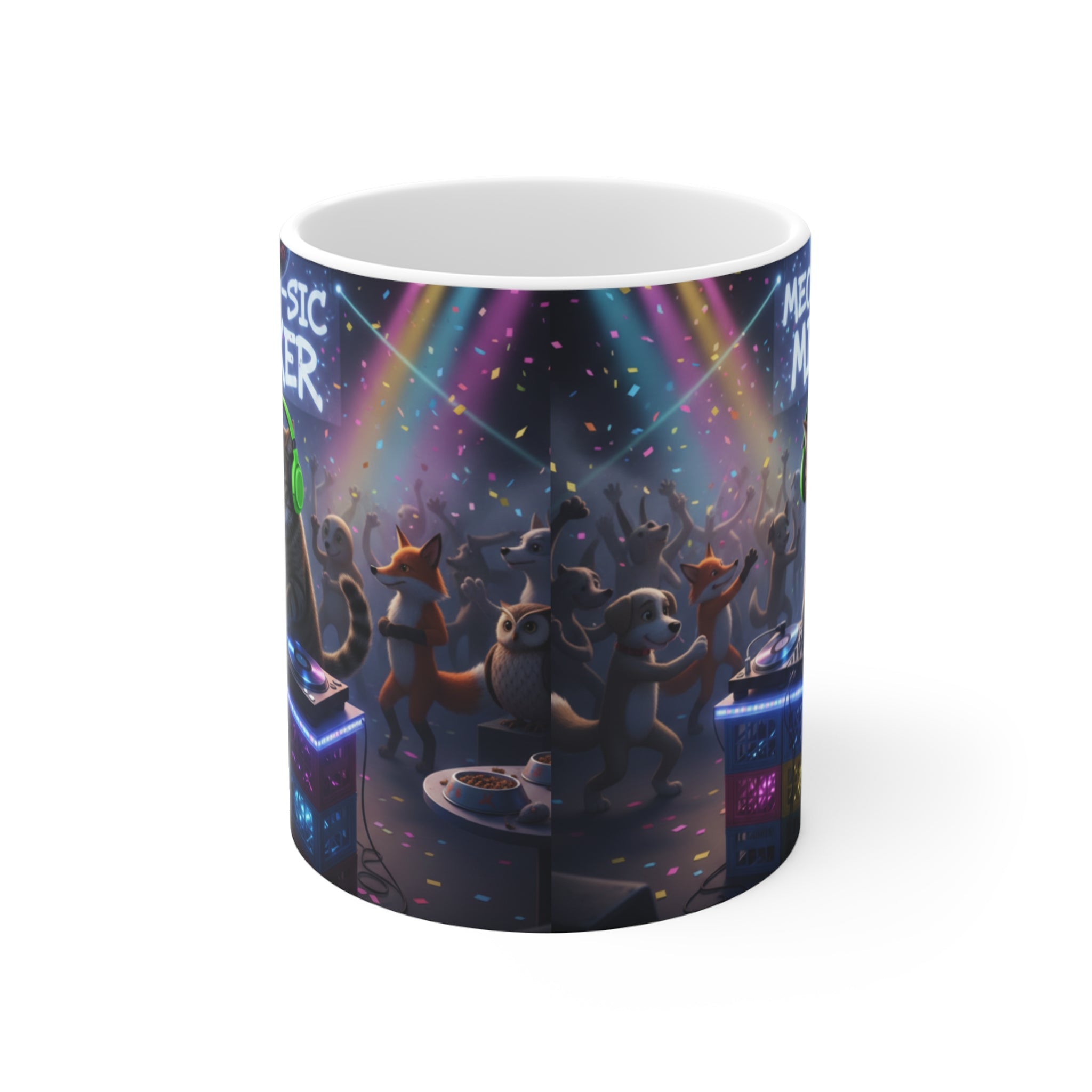 Meow-sic Mixer Cat DJ Mug | Neon Dance Party Coffee Cup