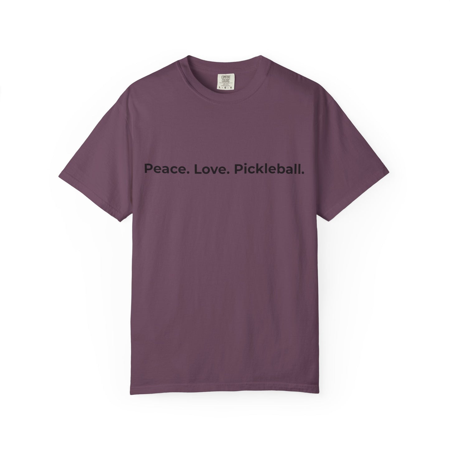 Peace. Love. Pickleball. T-Shirt | Minimalist Text Tennis Paddle Shirt