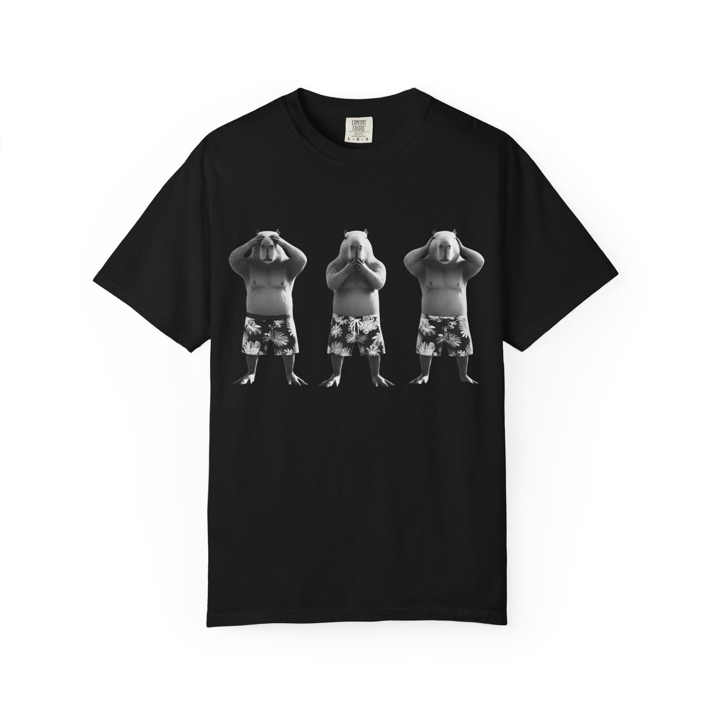 Capybara See No Evil Speak No Evil Hear No Evil T-shirt | Three Monkeys Graphic