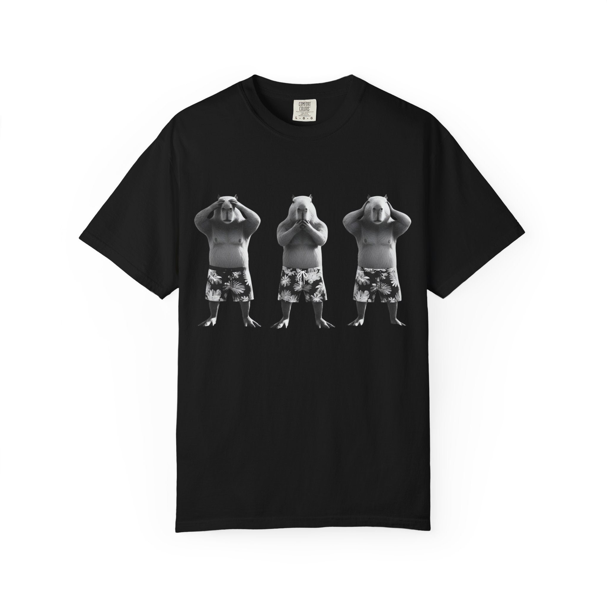 Capybara See No Evil Speak No Evil Hear No Evil T-shirt | Three Monkeys Graphic