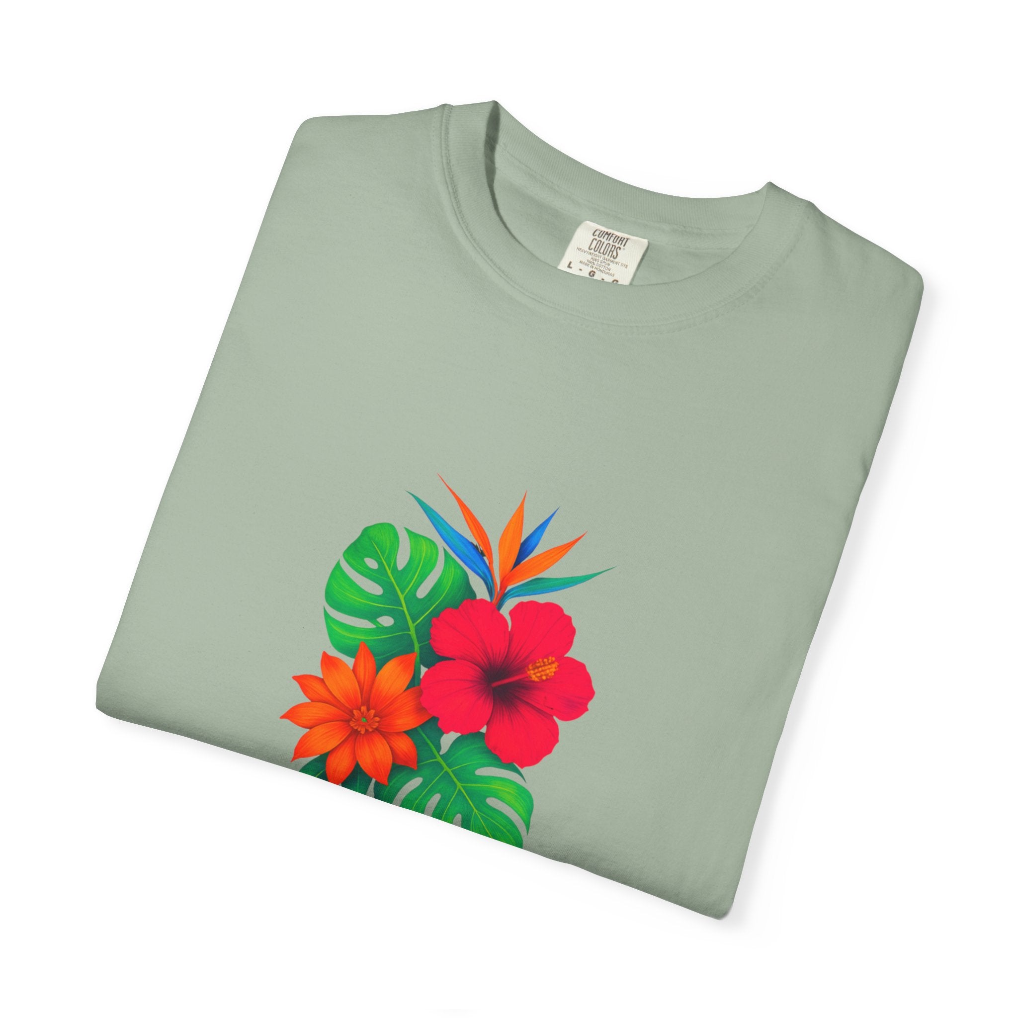 Tropical Hibiscus Floral Tee | Monstera Leaves, Bird of Paradise
