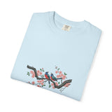Birds on Cherry Blossom Branch T-Shirt | Japanese Floral Illustration