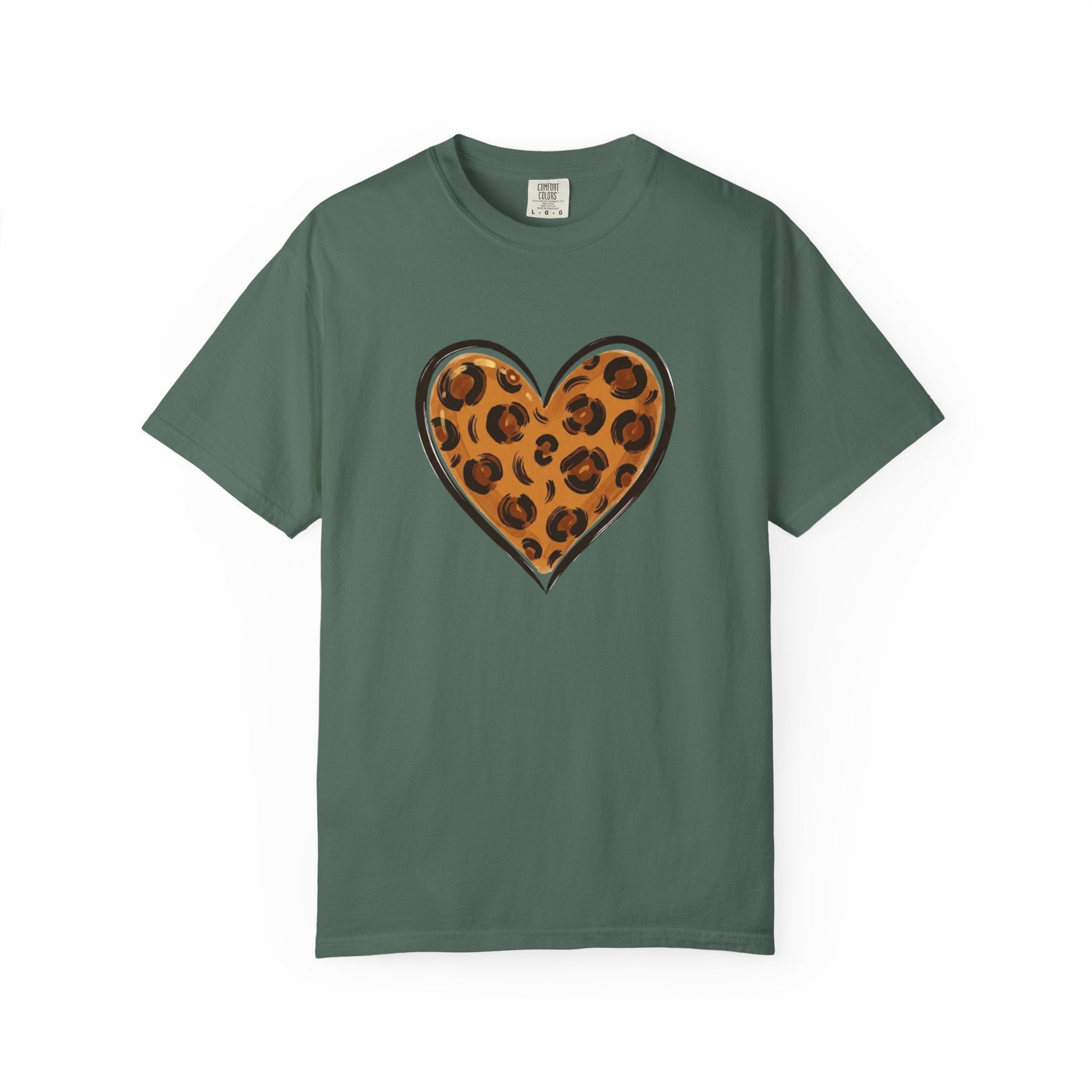 Leopard Print Heart T-shirt | Animal Print Heart Tee