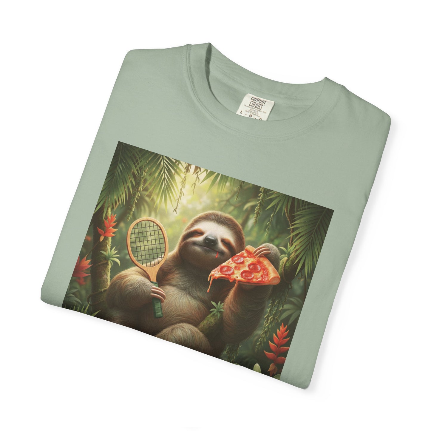 Sloth with Pizza and Pickleball Racket T-shirt | Eat Sleep Drink Repeat