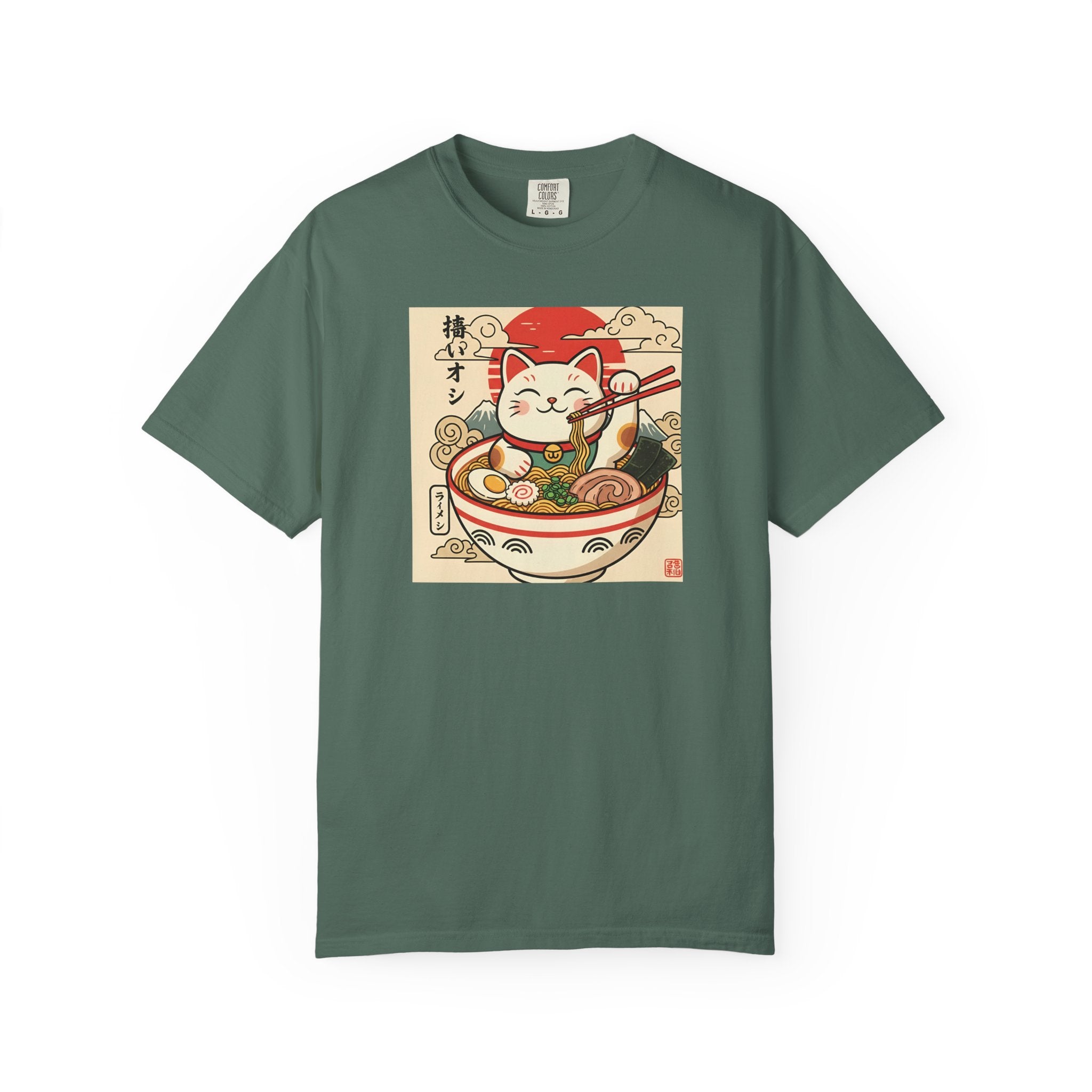 Maneki Neko Ramen Cat T-shirt | Lucky Cat Bowl Graphic Japanese Style
