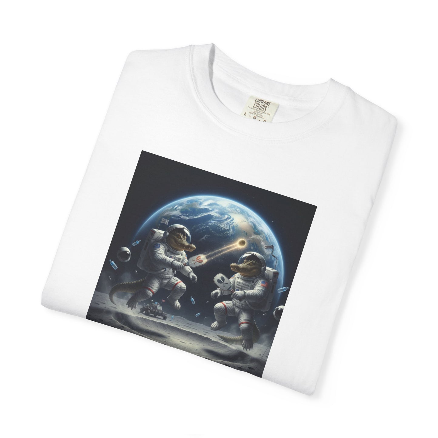 Gator Lunar Pickleball  T-shirt | Earth Background, Spacewalk Illustration