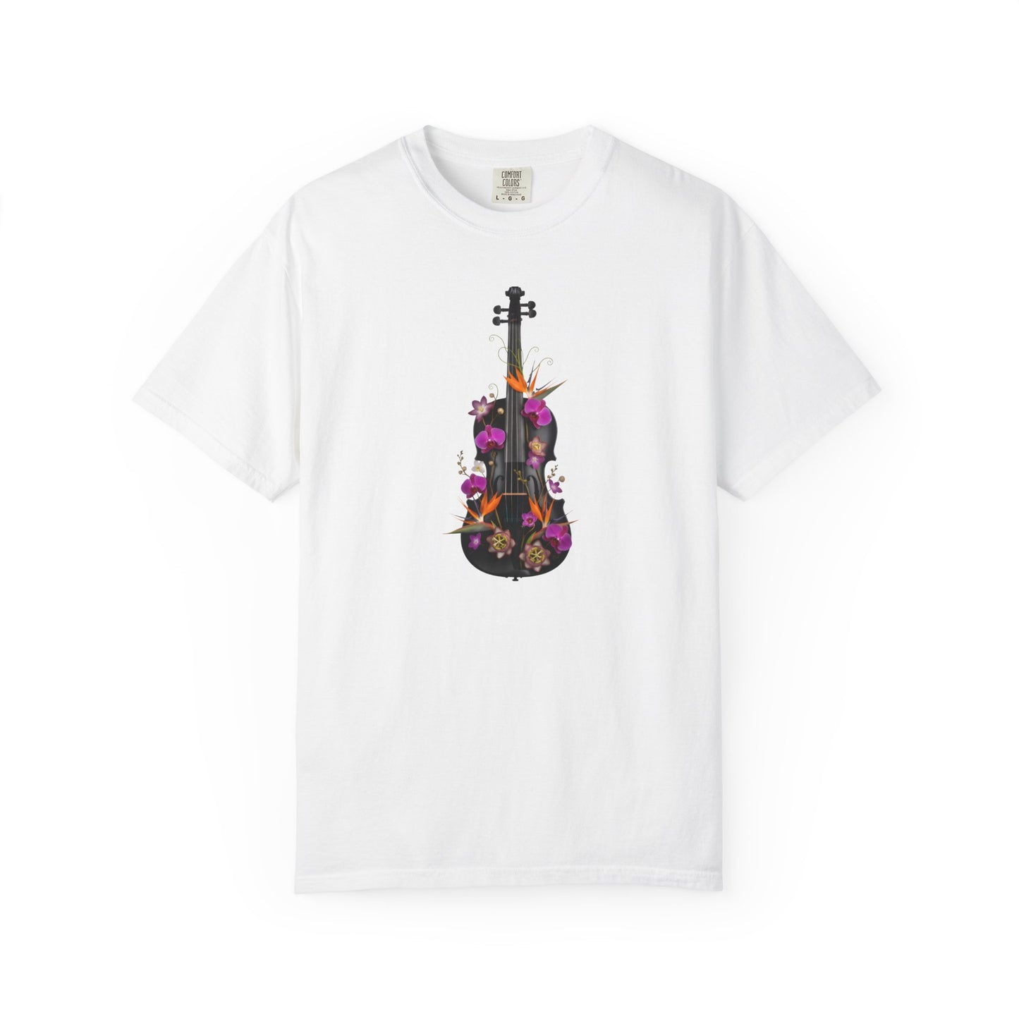 Floral Violin T-shirt | Botanical Music Instrument Tee