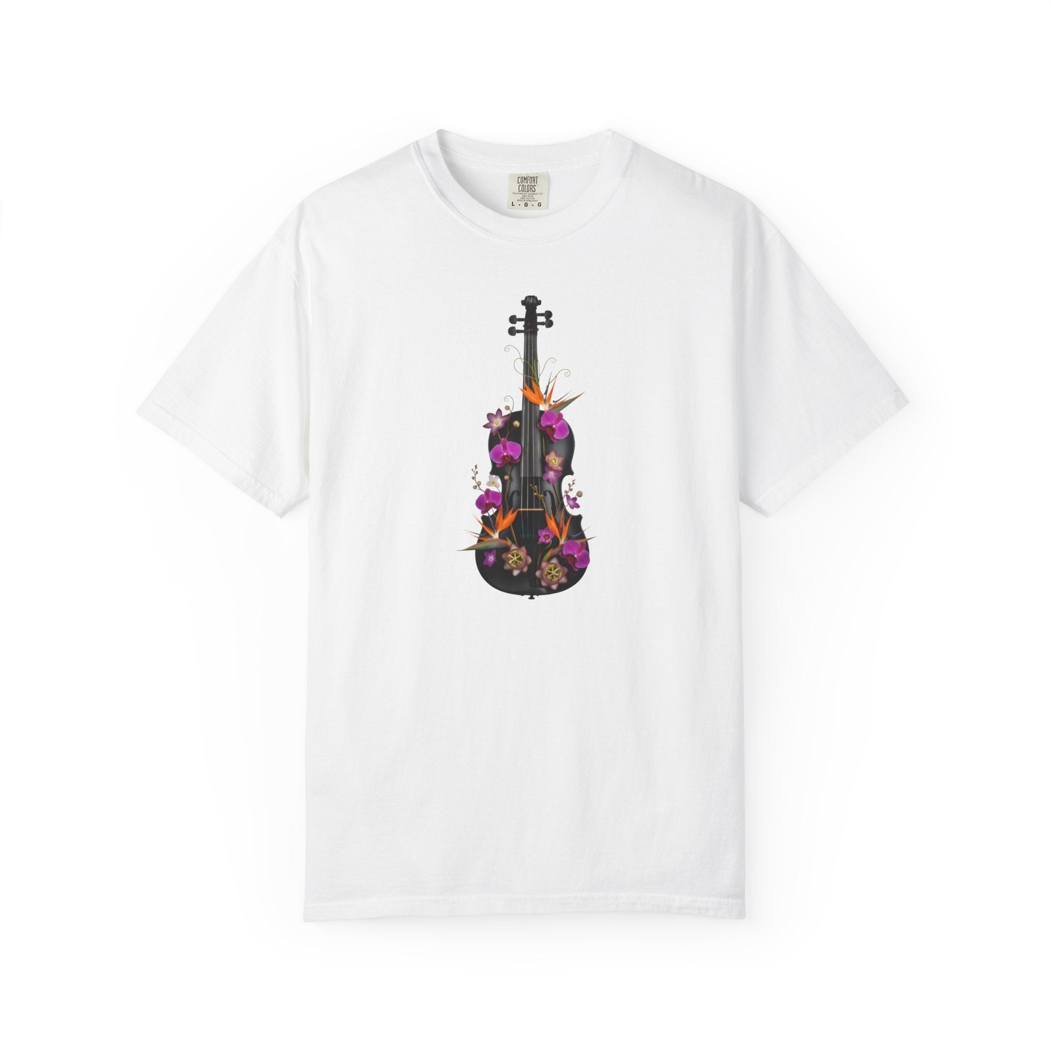 Floral Violin T-shirt | Botanical Music Instrument Tee