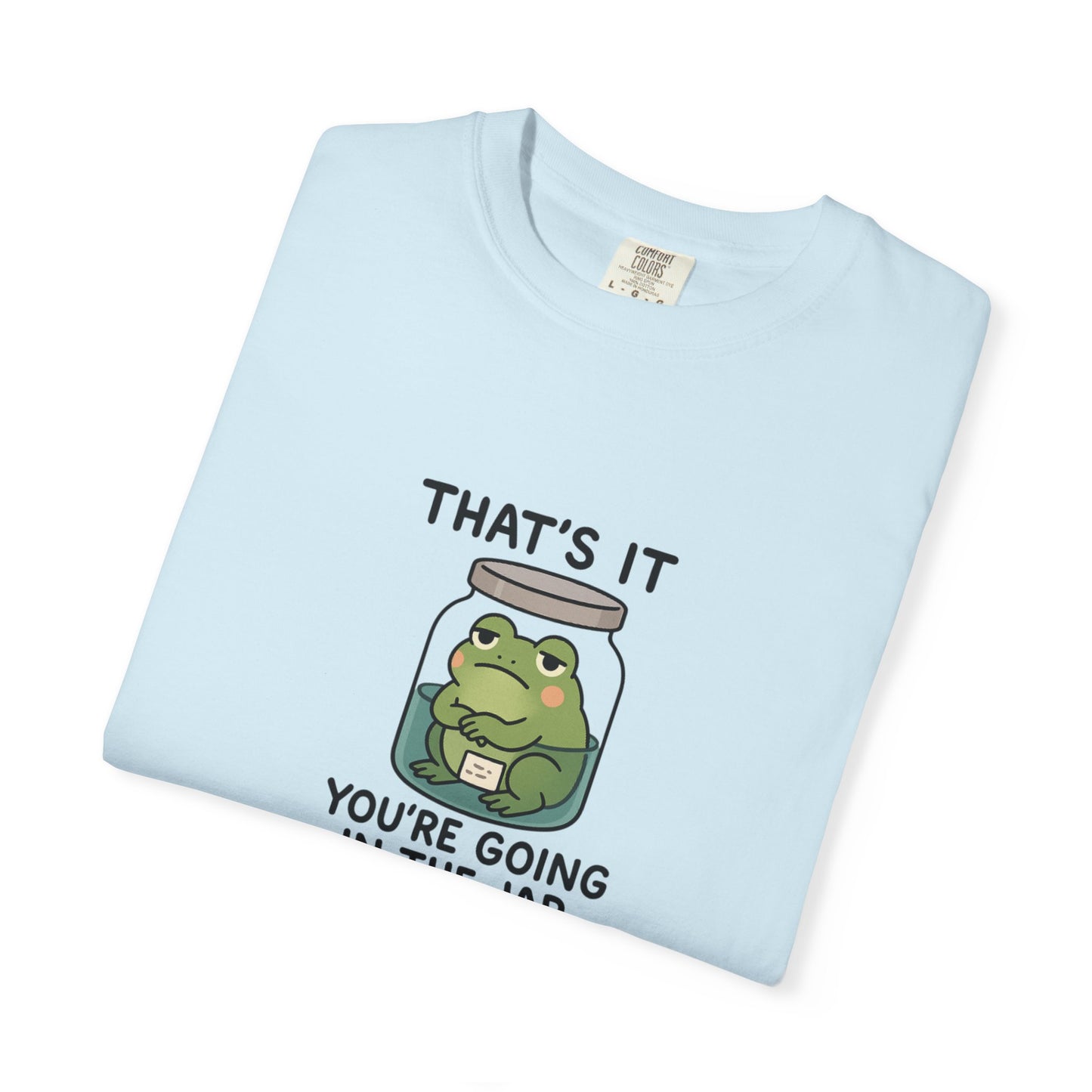 Glass Jar Frog Illustration T-shirt | Frog in Water Jar