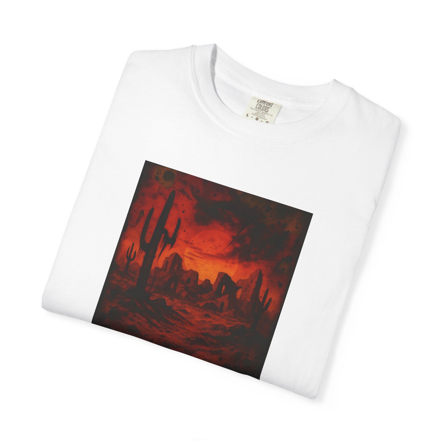 Red Desert Sunset T-shirt | Cactus Landscape, Moody Western Scene