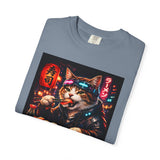 Sushi-Eating Cat T-Shirt | Neon Japanese Street Food Art