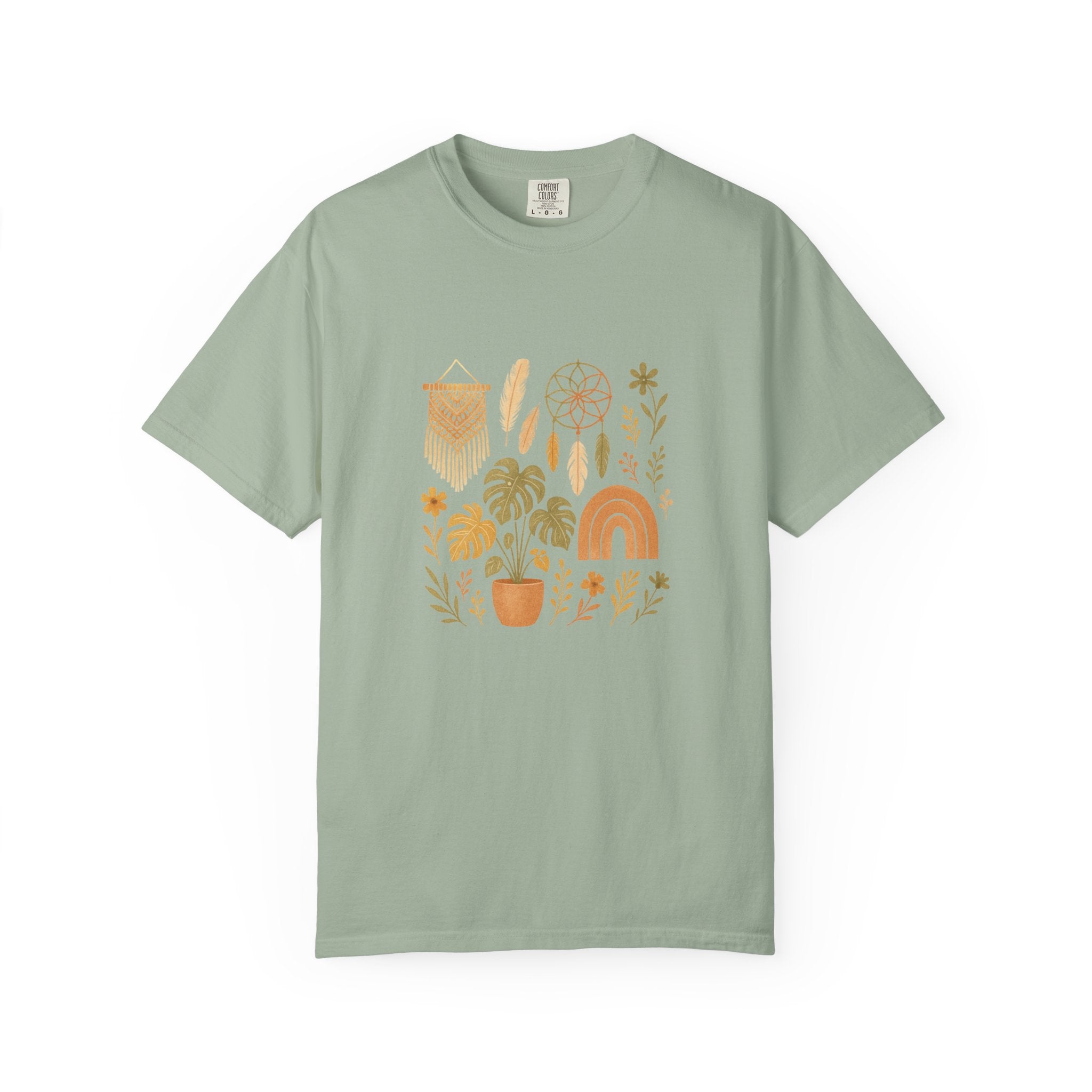 Boho Plants and Dreamcatcher T-Shirt | Rainbow, Monstera, Macrame
