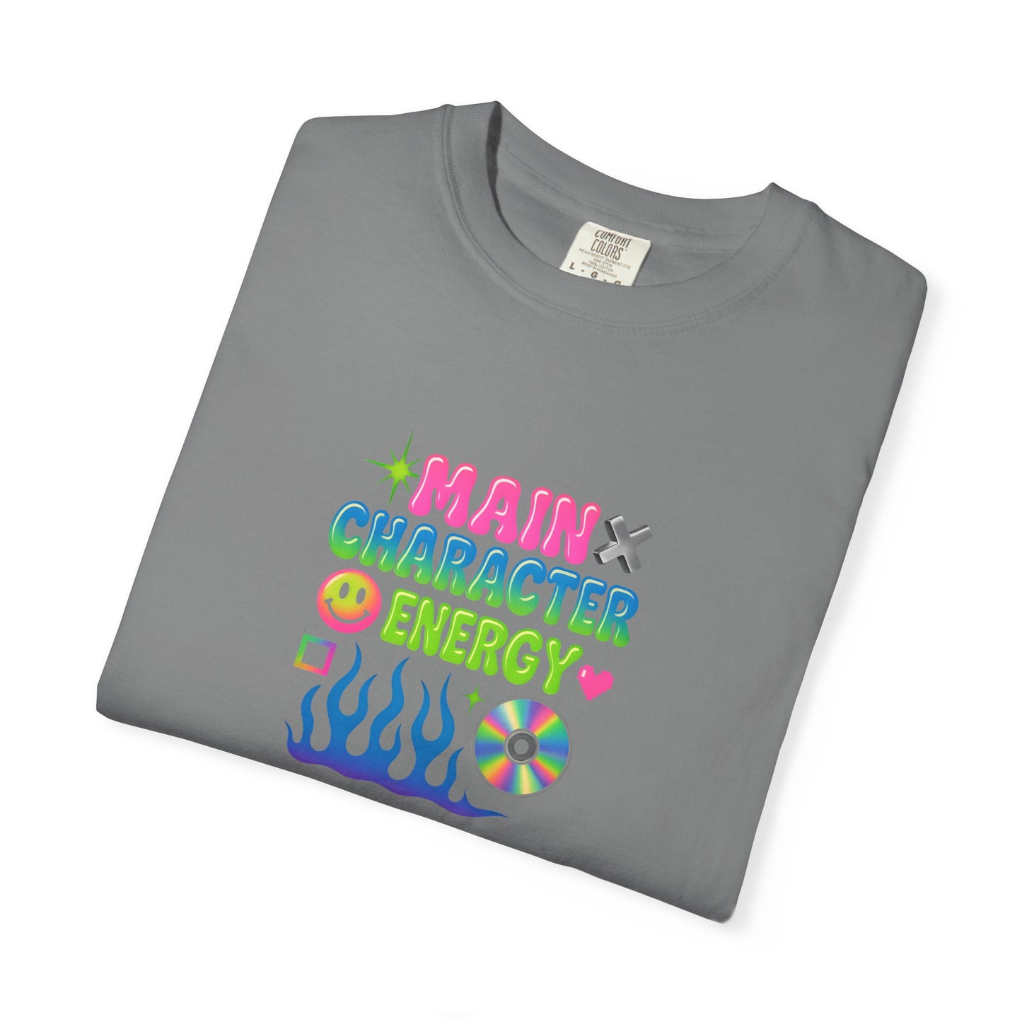 Main Character Energy T-shirt | Colorful Flame, Smiley Icons
