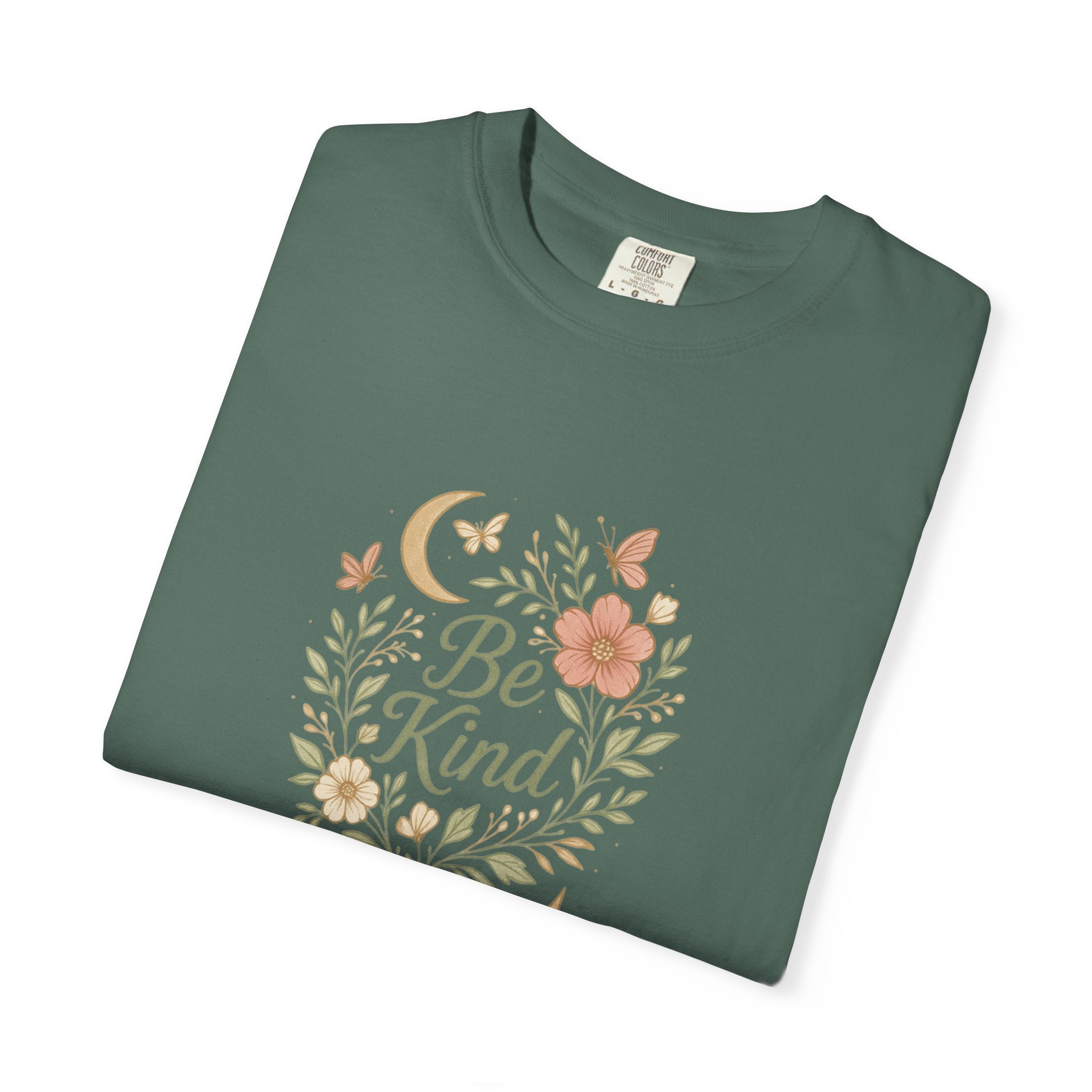 Be Kind Floral Wreath T-Shirt | Positive Quote, Boho Botanical Design