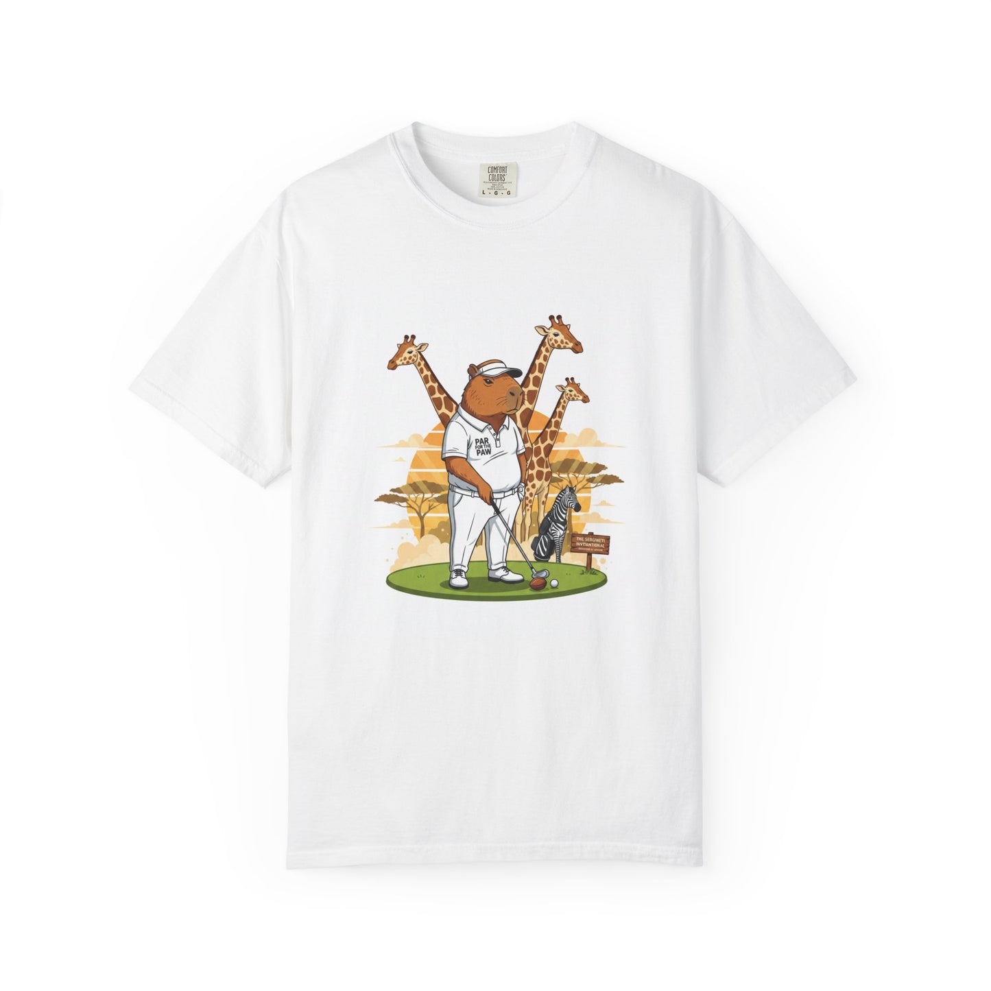 Preppy Capybara Illustration T-shirt | Anthropomorphic Country Club Graphic