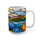 Stained Glass Tulips Mug | Floral Sunrise Ceramic Mug
