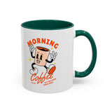 Morning Coffee Mug | Retro Cartoon Coffee Cup, Colorful Ceramic