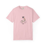French Bulldog on Bicycle T-shirt | Cute Dog Illustration, 'Oui!' Text