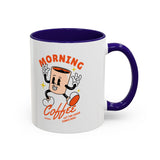 Morning Coffee Mug | Retro Cartoon Coffee Cup, Colorful Ceramic