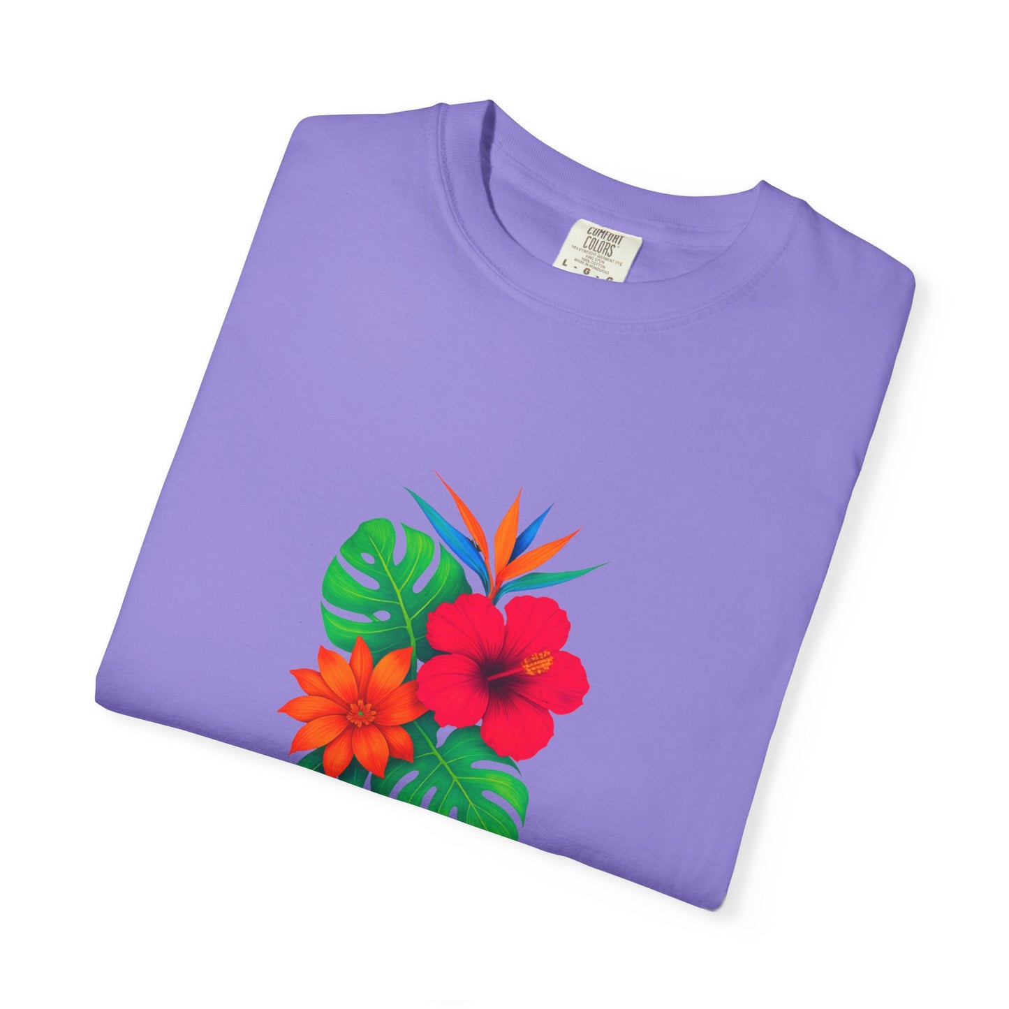 Tropical Hibiscus Floral Tee | Monstera Leaves, Bird of Paradise
