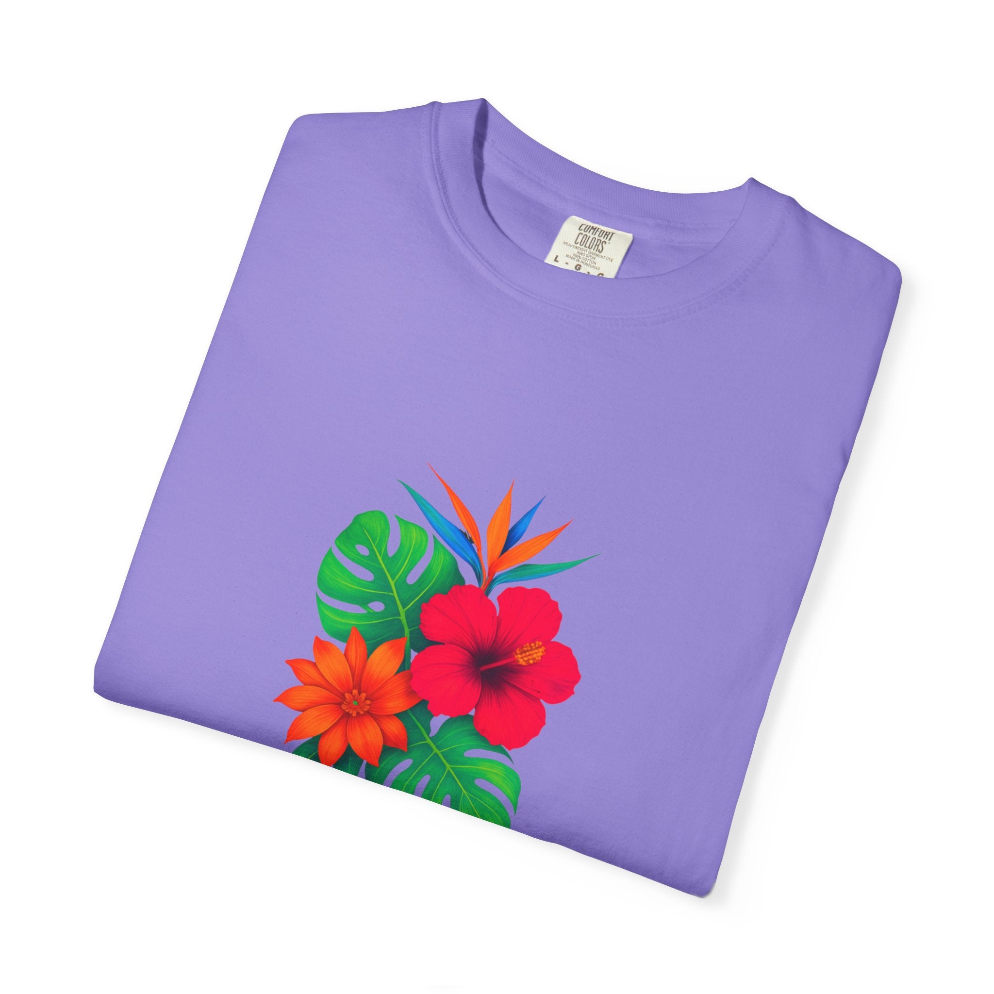 Tropical Hibiscus Floral Tee | Monstera Leaves, Bird of Paradise