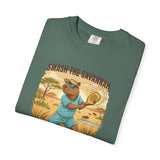 Smash the Savannah Capybara Pickleballer T-Shirt | Animal Sports Graphic Tee