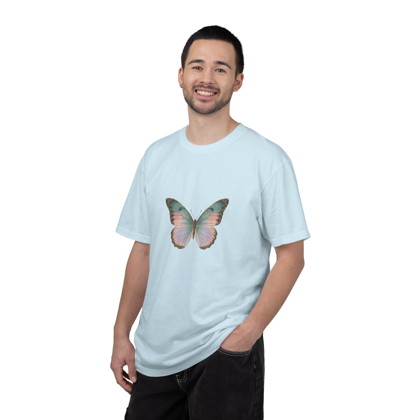 Retro 70s Vacation Butterfly T-shirt | Distressed Orange Teal Wings