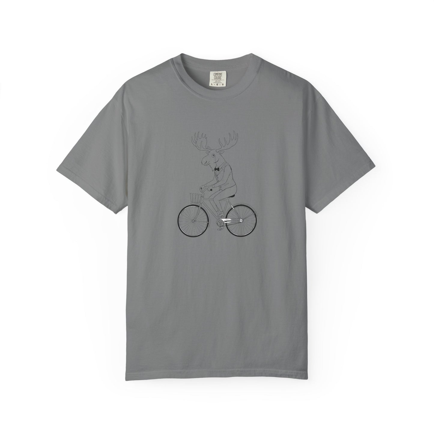 Funny Moose Riding Bike T-shirt | Novelty Animal Cycling Tee