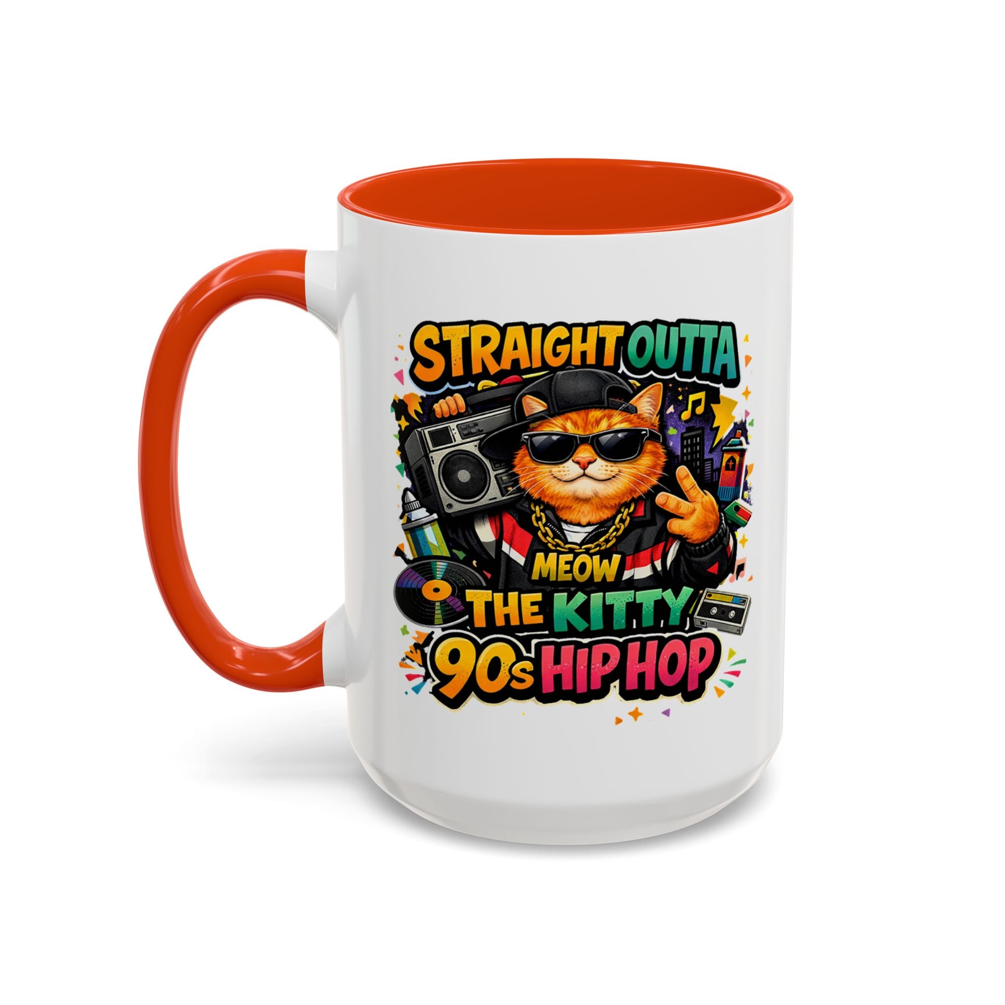 Straight Outta Meow The Kitty 90s Hip Hop Mug | Color Accent