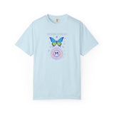 Cyber Dream Butterfly T-shirt | Retro Neon Circle Graphic