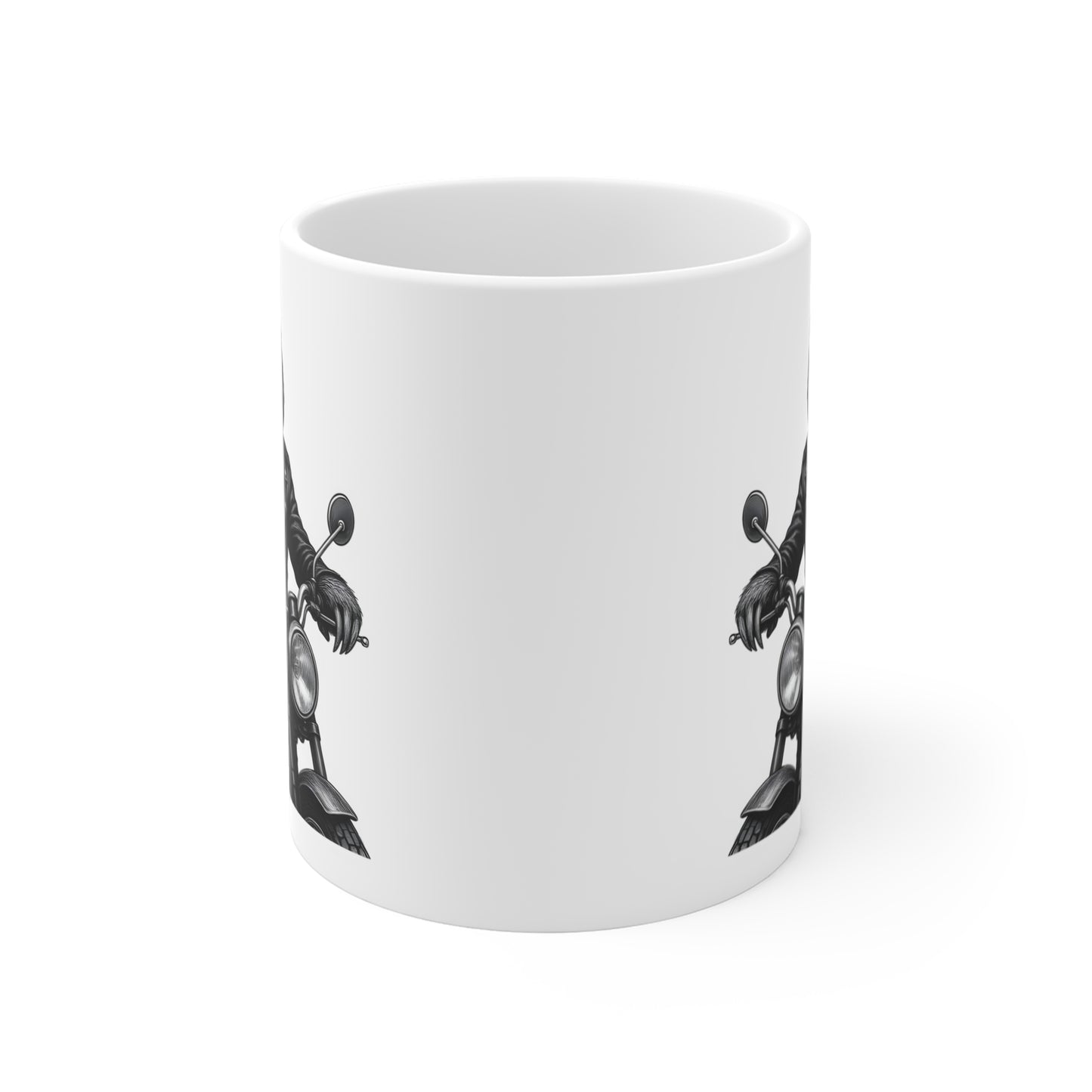 Biker Sloth Mug | Motorcycle Rider Illustration, Funny Animal Coffee Cup