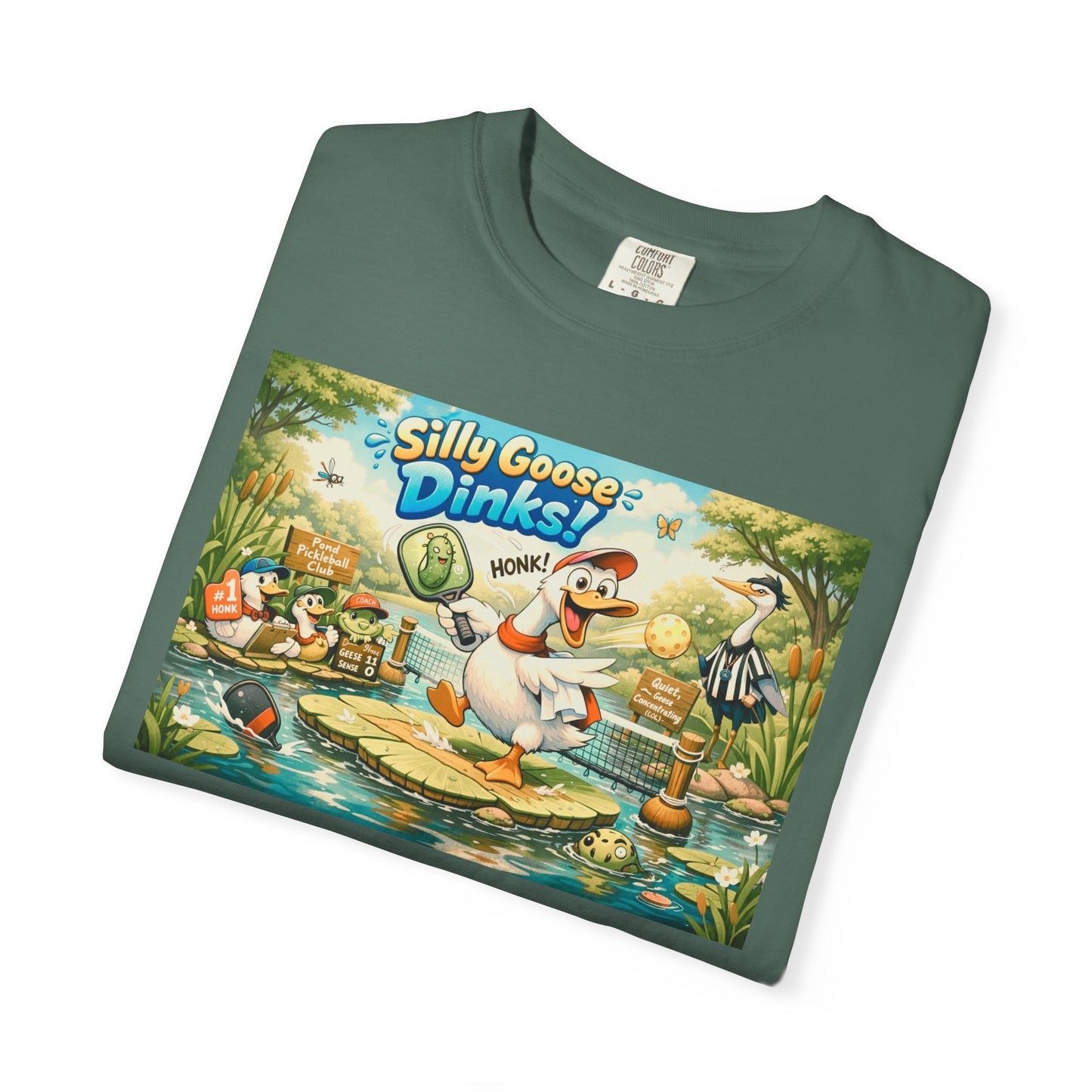 Silly Goose Dinks Cartoon Goose T-Shirt | Vintage Picnic Pond Illustration