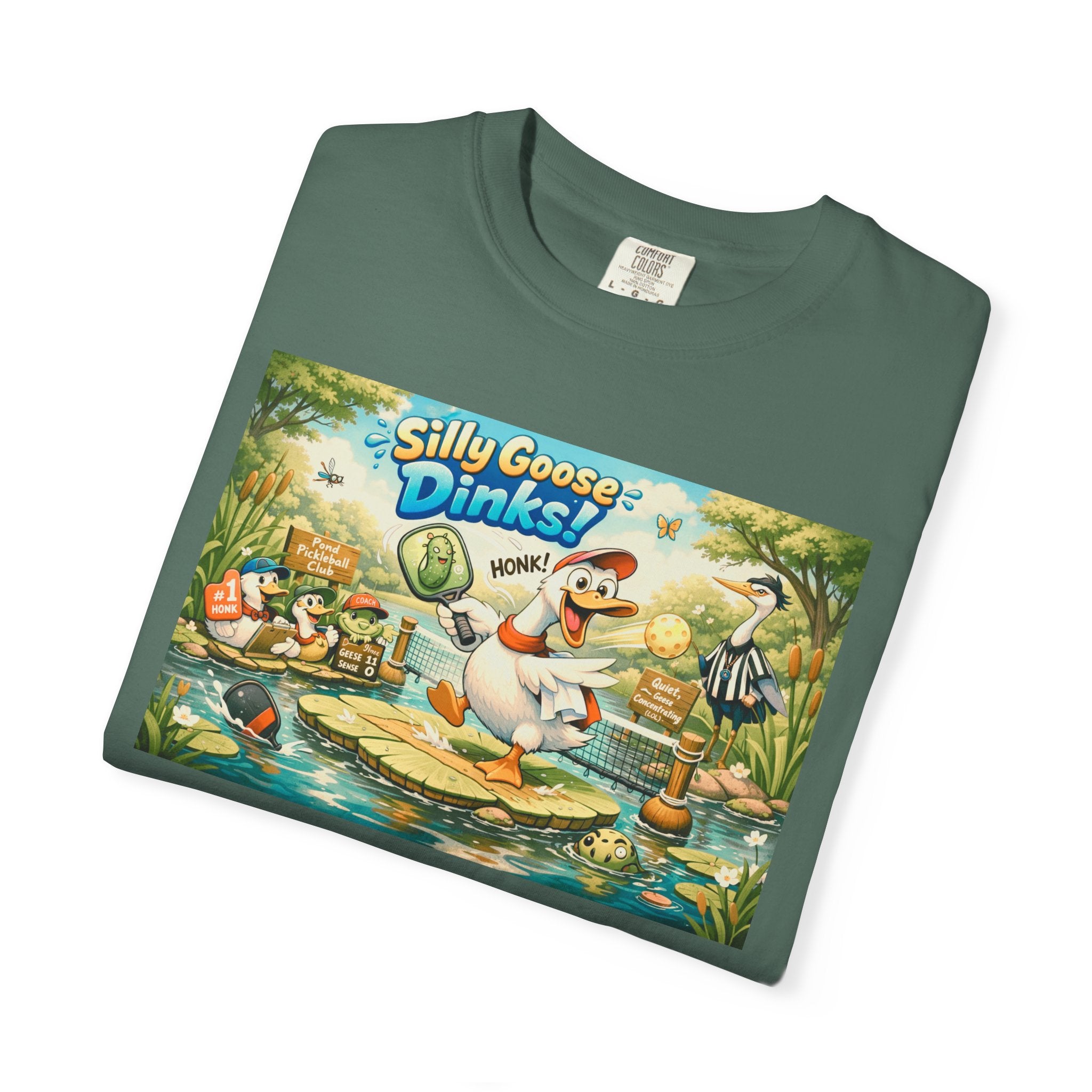 Silly Goose Dinks Cartoon Goose T-Shirt | Vintage Picnic Pond Illustration