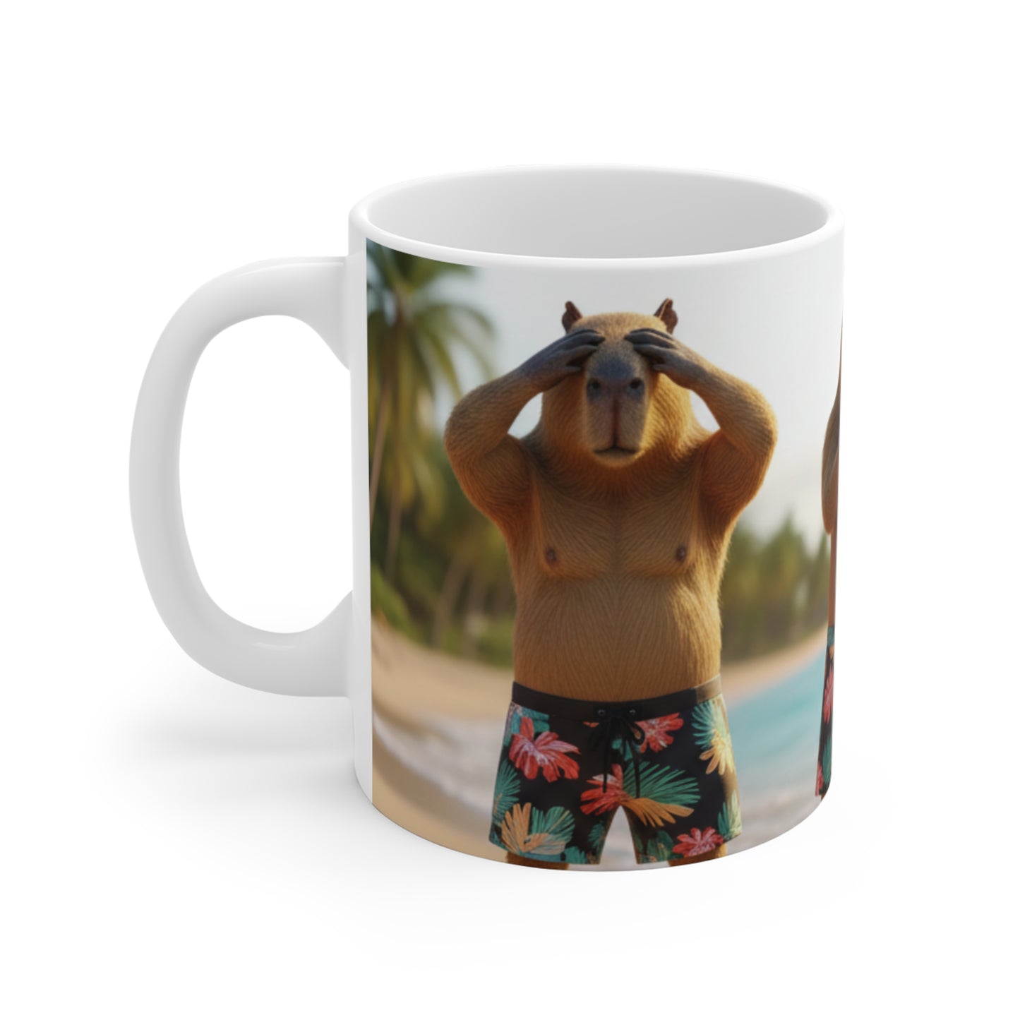 See No Evil Capybara Beach Mug | Funny Rodent Coffee Cup