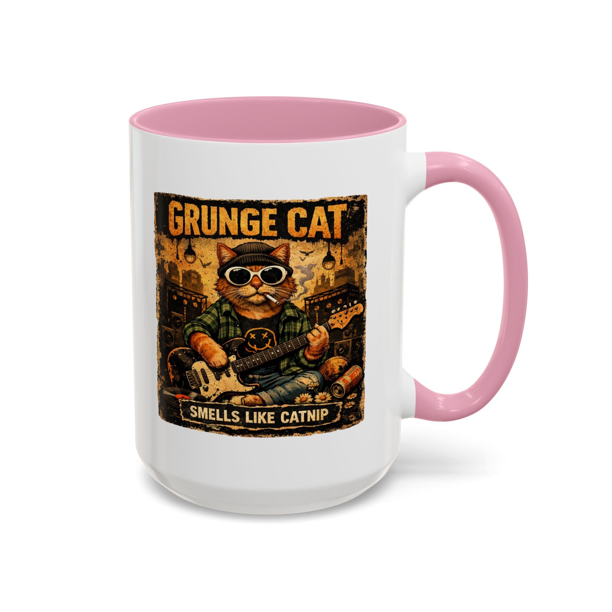 Grunge Cat Smells Like Catnip Mug | Ceramic Coffee Cup