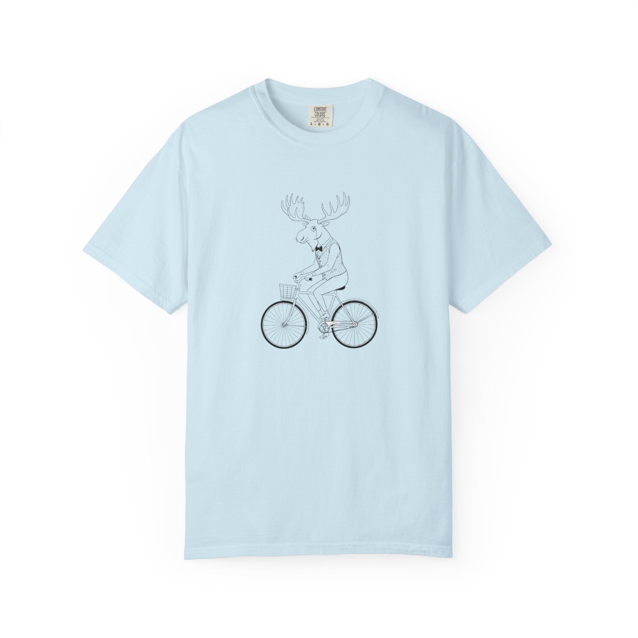 Funny Moose Riding Bike T-shirt | Novelty Animal Cycling Tee
