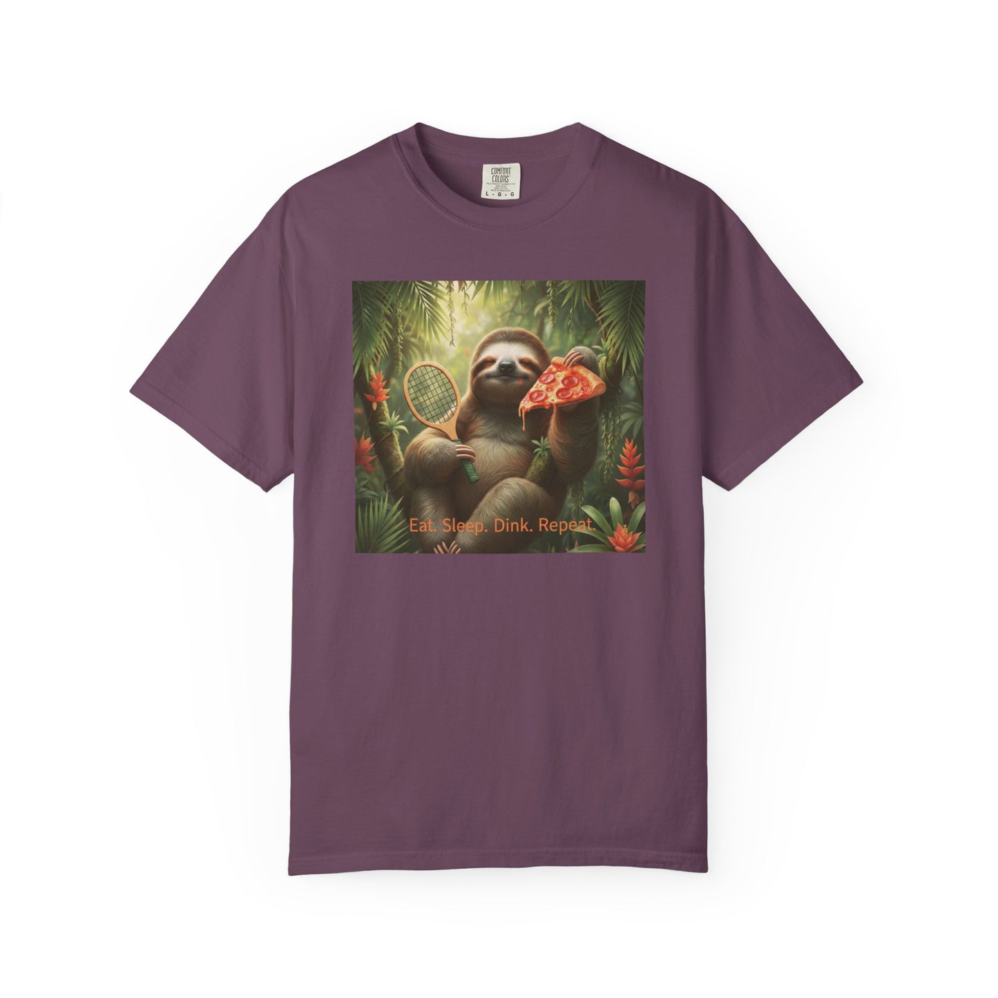 Sloth with Pizza and Pickleball Racket T-shirt | Eat Sleep Drink Repeat