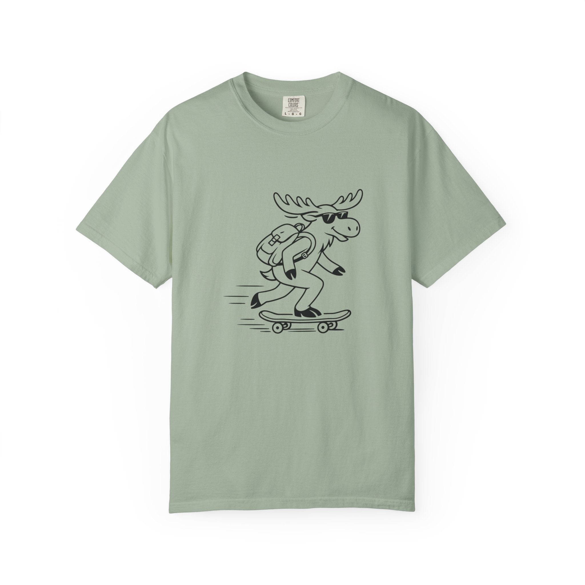 Skateboarding Moose T-shirt | Skateboard Cartoon Graphic Tee